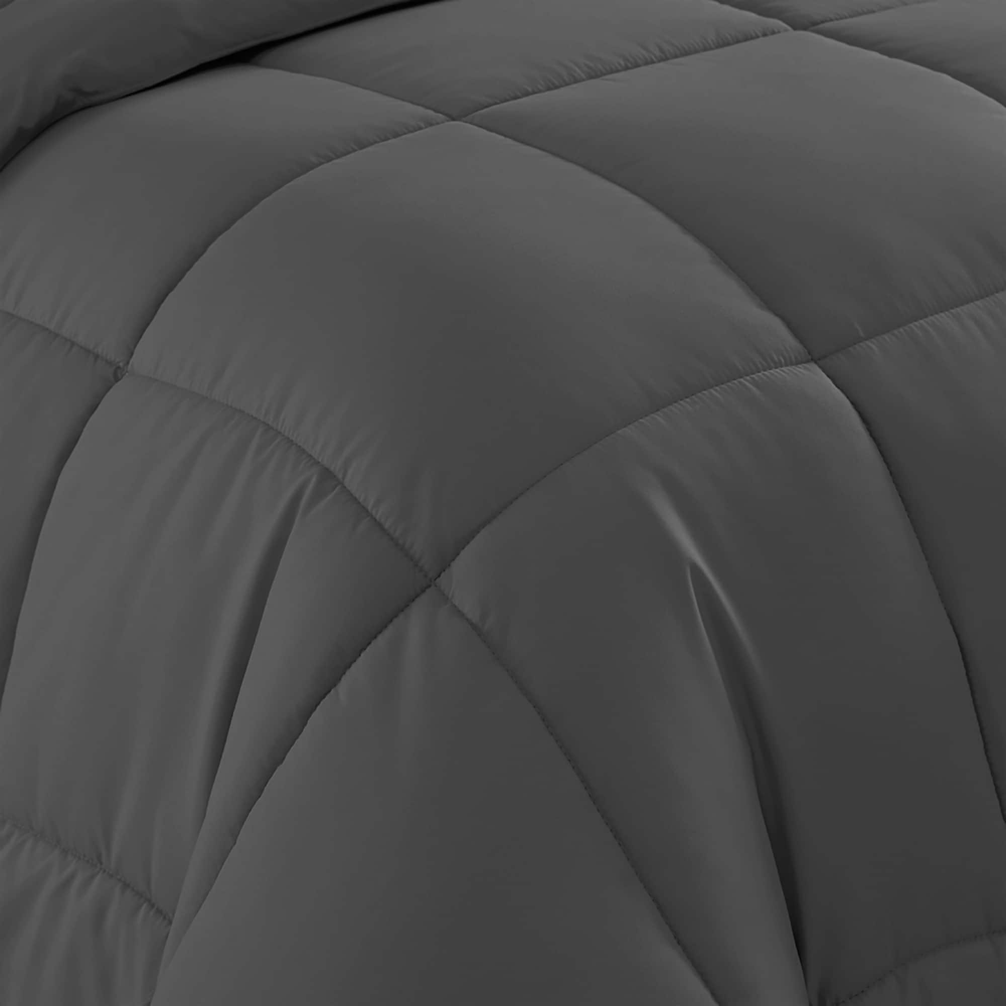 Left. Sweet Home Collection - All Season Reversible Bed-in-A-Bag Solid Color Comforter & Sheet Set, King - Gray.