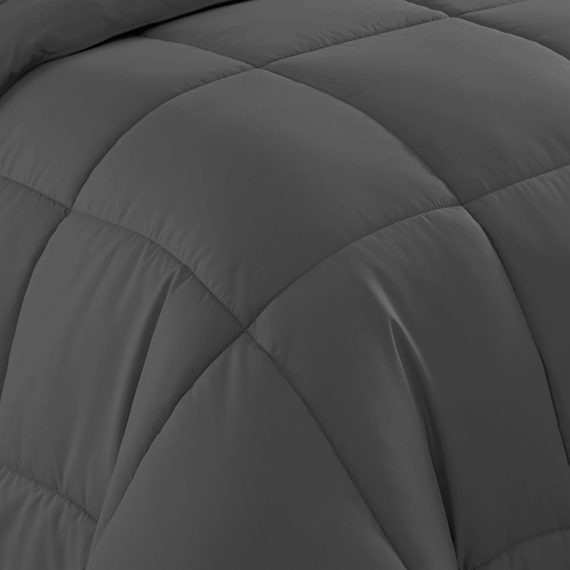 Left. Sweet Home Collection - All Season Reversible Bed-in-A-Bag Solid Color Comforter & Sheet Set, Twin - Gray.