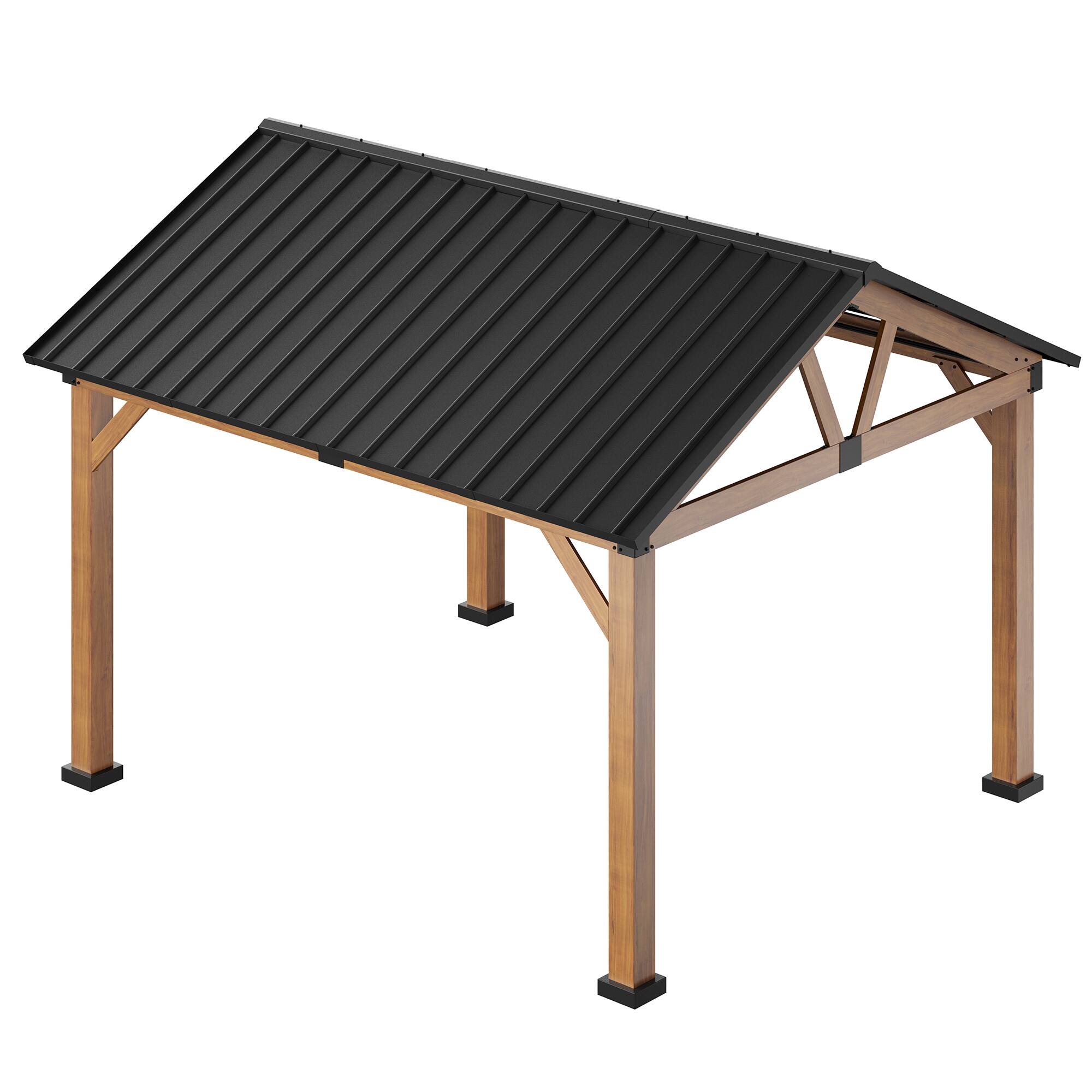 Alt View 9. Mondawe - 11 ft. x 13 ft. Aluminium  Patio Gazebo with Privacy Curtain and Mosquito Netting - Brown.