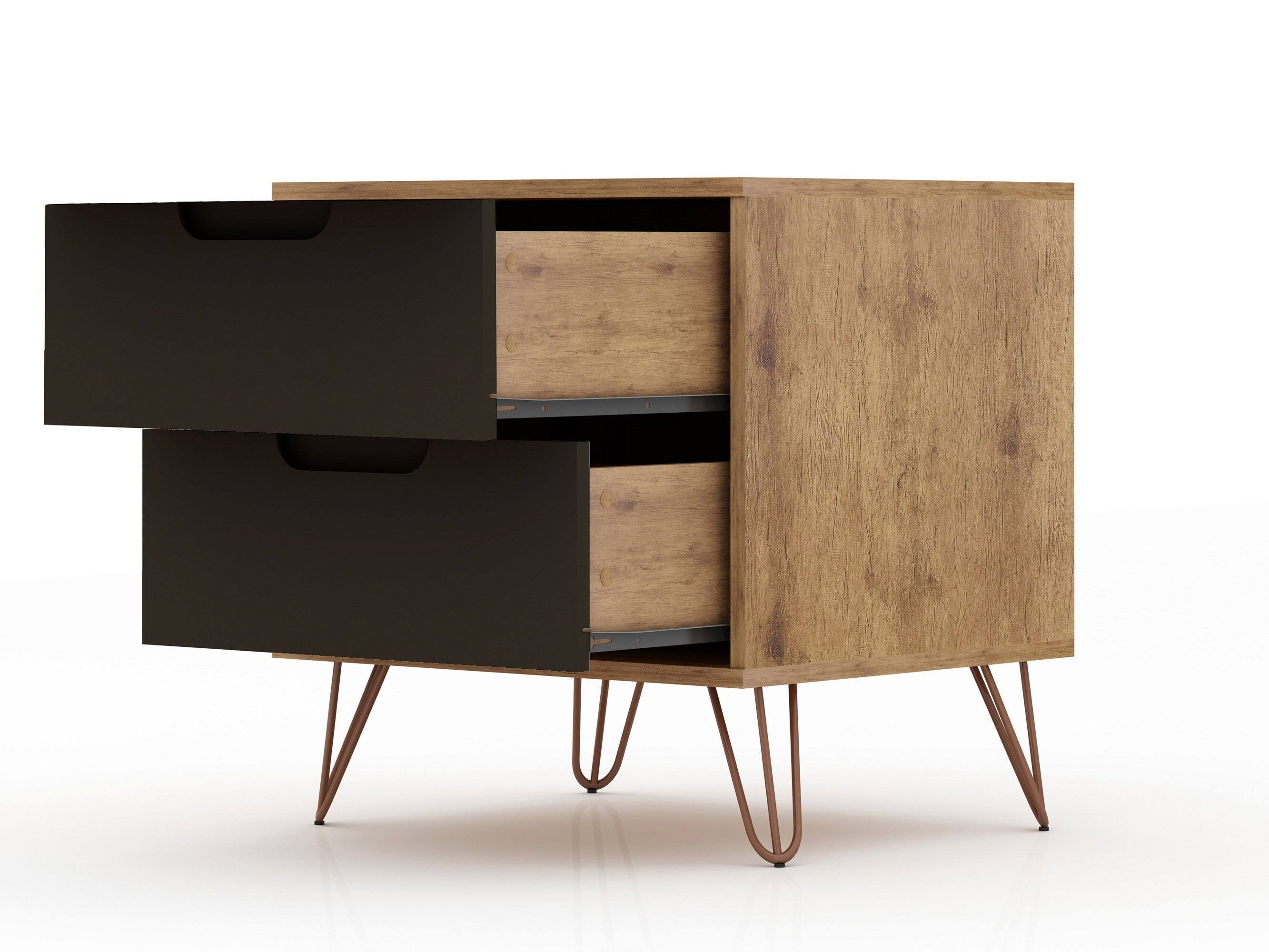 Alt View 4. Manhattan Comfort - Rockefeller Mid-Century Modern 20" Nightstand - Set of 2 - Gray.