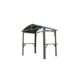 Mondawe - 8' X 5' Grill Gazebo with Double Steel Roof and Side Shelves - Gray