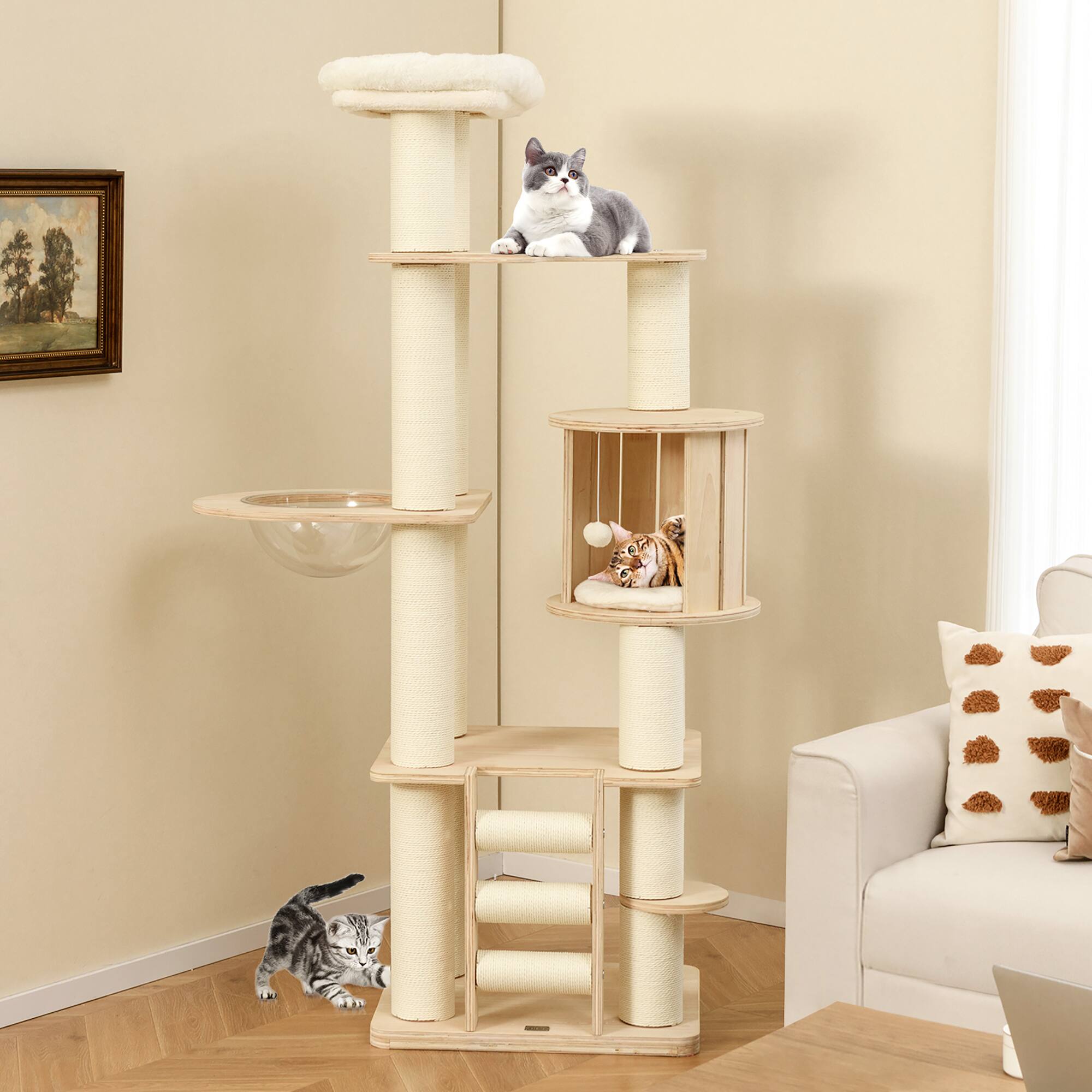 Alt View 3. Gymax - Gymax 71'' Tall Cat Tree w/Cozy Perch Condo Space Capsule 4.6'' Scratching Posts.
