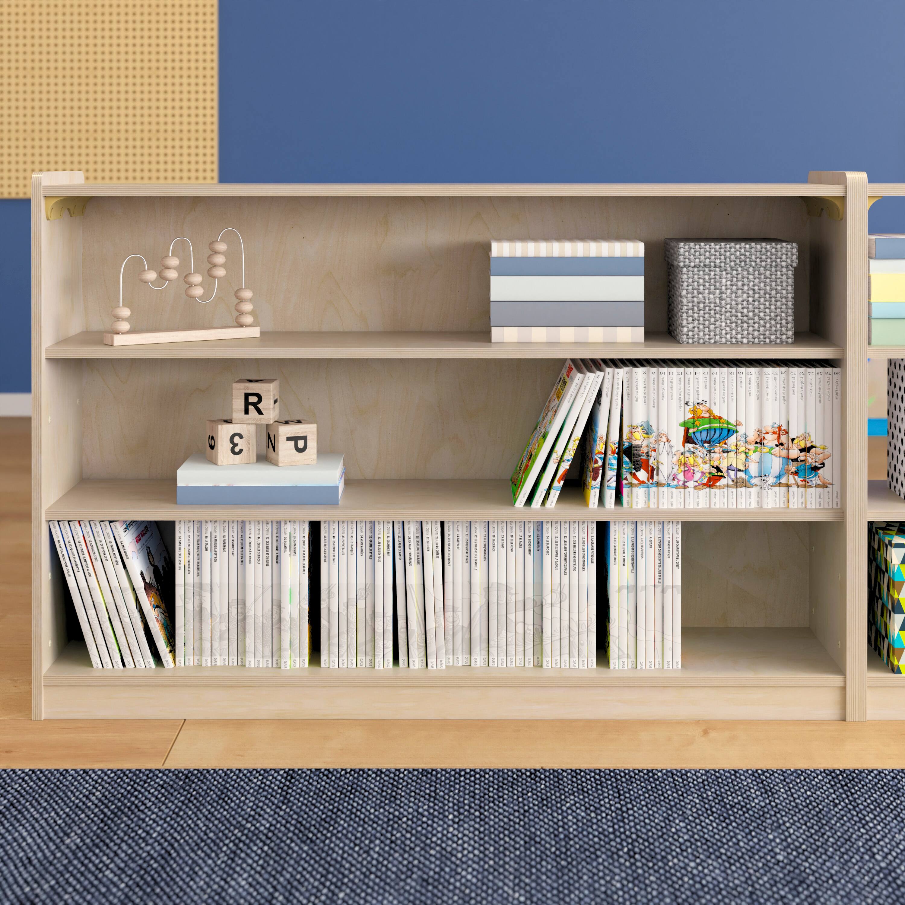 Alt View 3. Flash Furniture - Bright Beginnings Commercial Grade Extra Wide 3 Shelf Wooden Classroom Open Storage Unit, Safe, Kid Friendly De Bookcase - Natural.