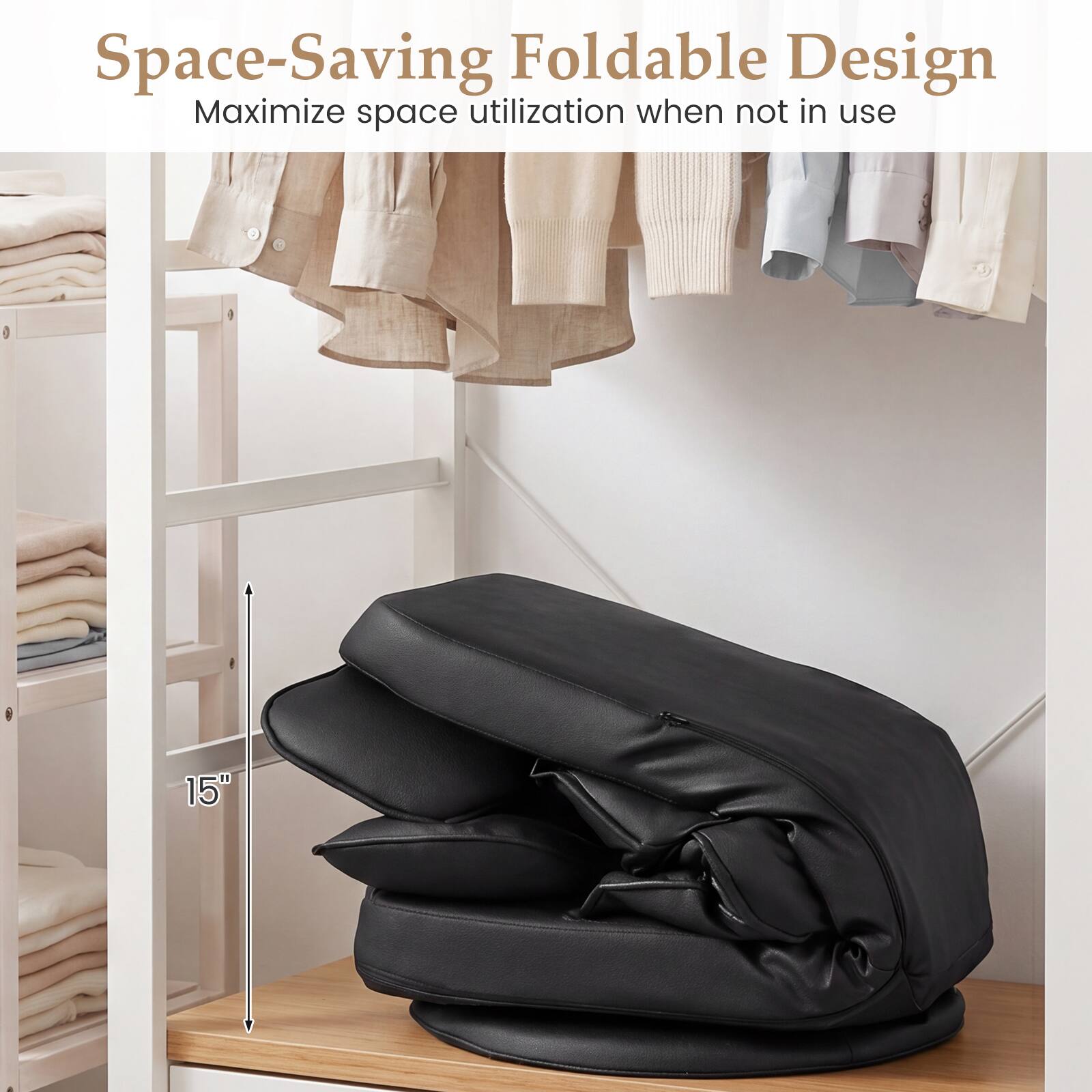 Space-Saving Foldable Design  
Maximize space utilization when not in use  

15"