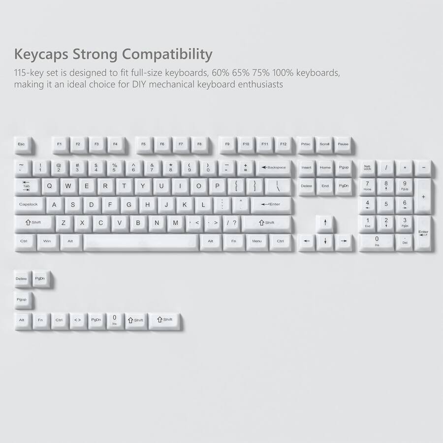 White Computer Keyboard Transparent Womier Cute Jelly Keycaps , Transparent Clear Custom Key Cap Set for ...