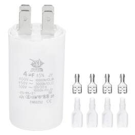 Unique Bargains - 4uF CBB60 Run Capacitor, AC 450V 4 Pin Double Insert with Sheath Spring for Motor Start - White