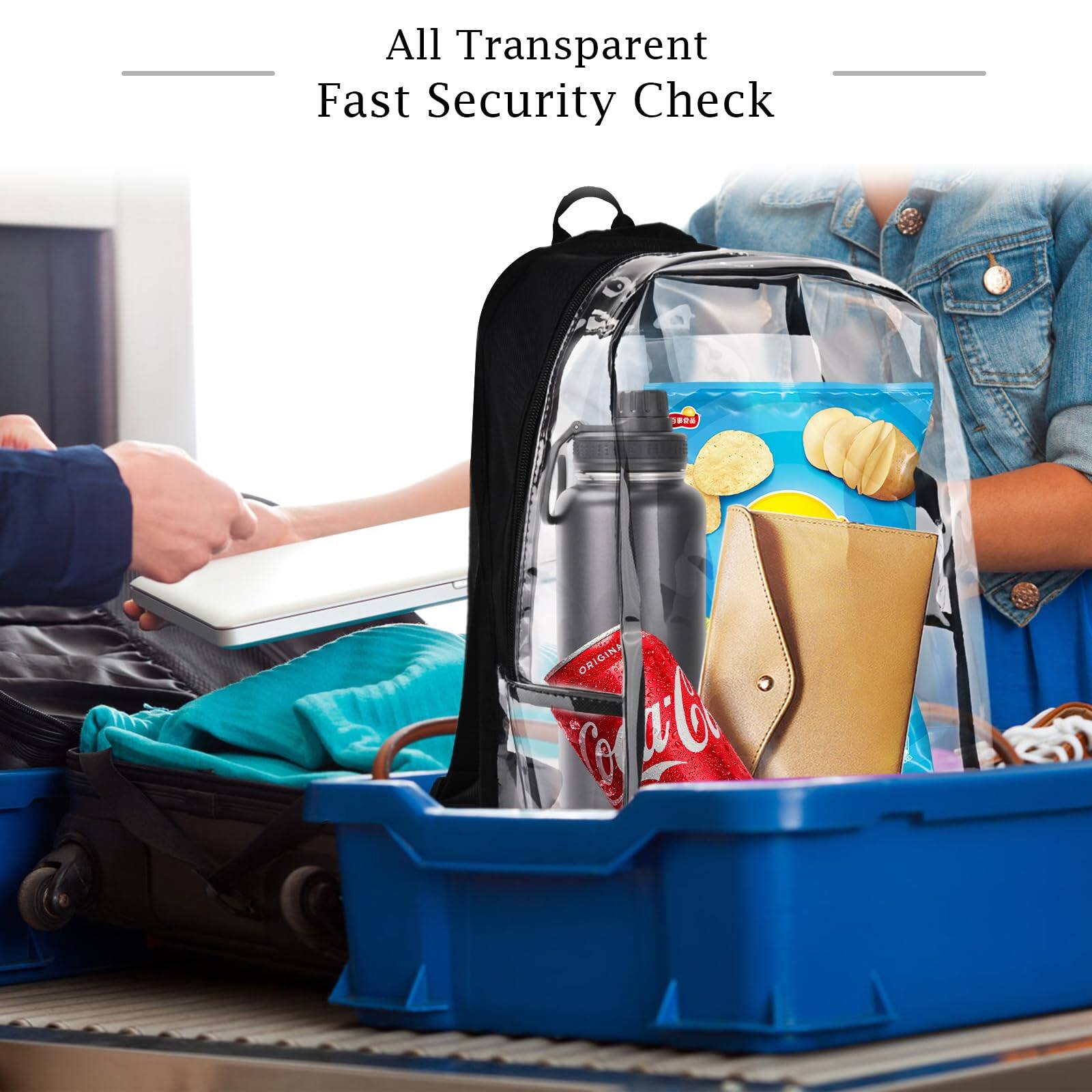 Alt View 3. Stamp n Camp - Clear Backpack - Backpacks For School Transparent Bookbag Large See Through Bag Work College Concert  Black 16 Inch - Purple.