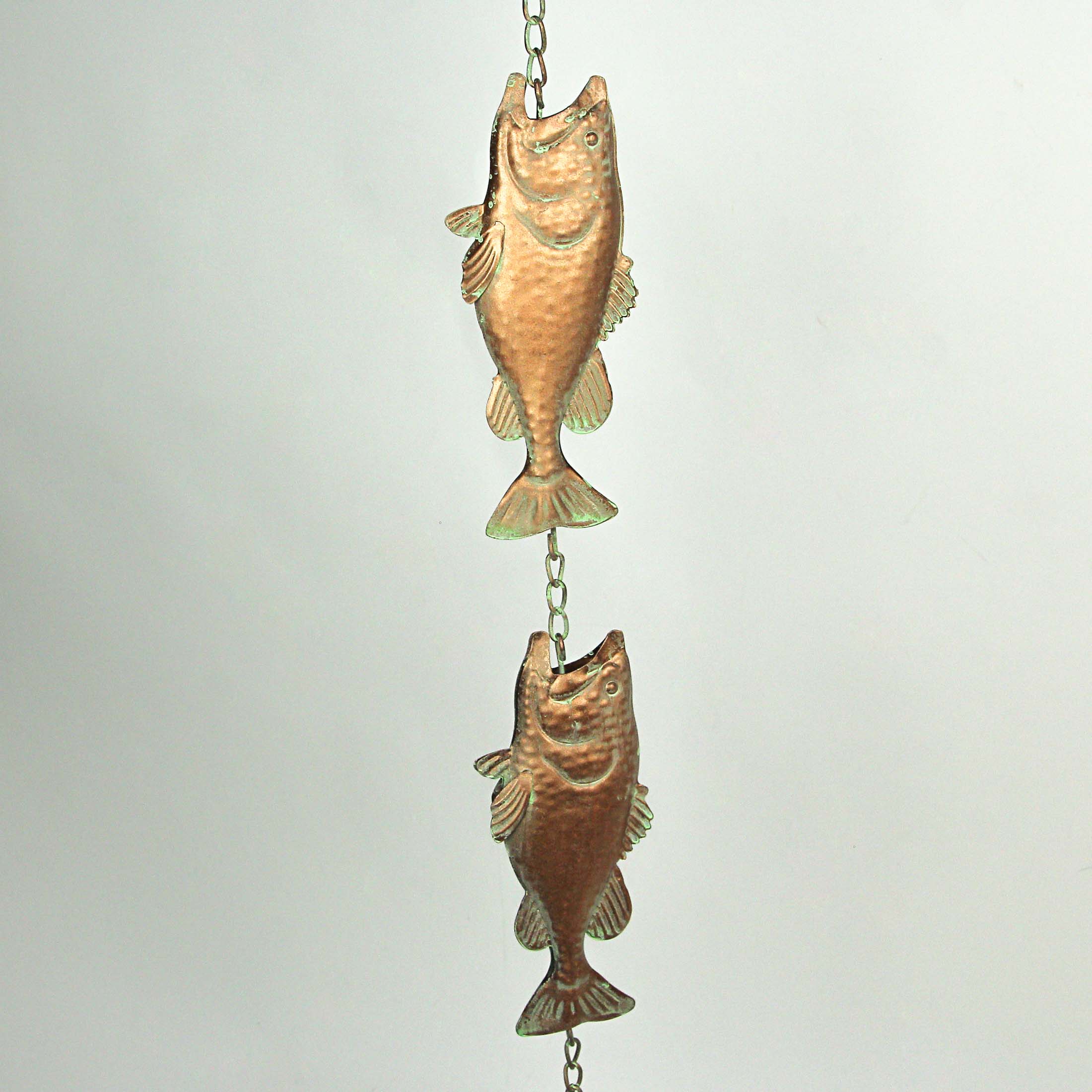 Alt View 1. Things2Die4 - 71 Inch Copper Metal Fish Rain Chain Decorative Gutter Downspout Home Decor Art - Copper.