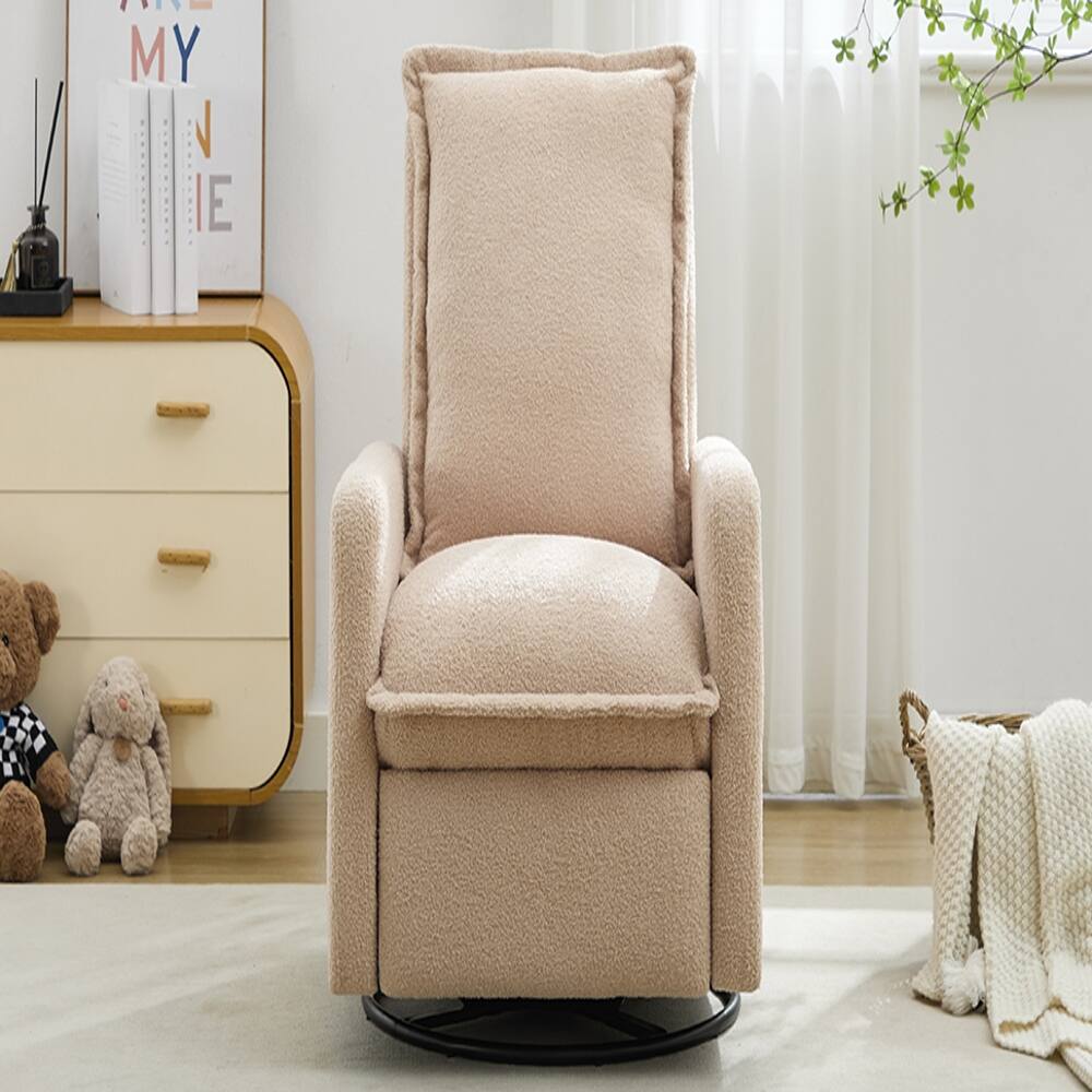 Alt View 4. Loheer - Loheer Swivel Rocker Recliner Teddy Fleece Glider Nursery Rocking Chair for Baby Room Oatmeal - Oatmeal.