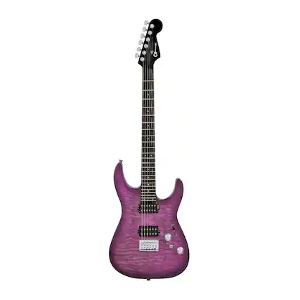 Front. Charvel - Charvel Pro-Mod Plus DK24 HH HT EB QM Electric Guitar (Violet Radiance).