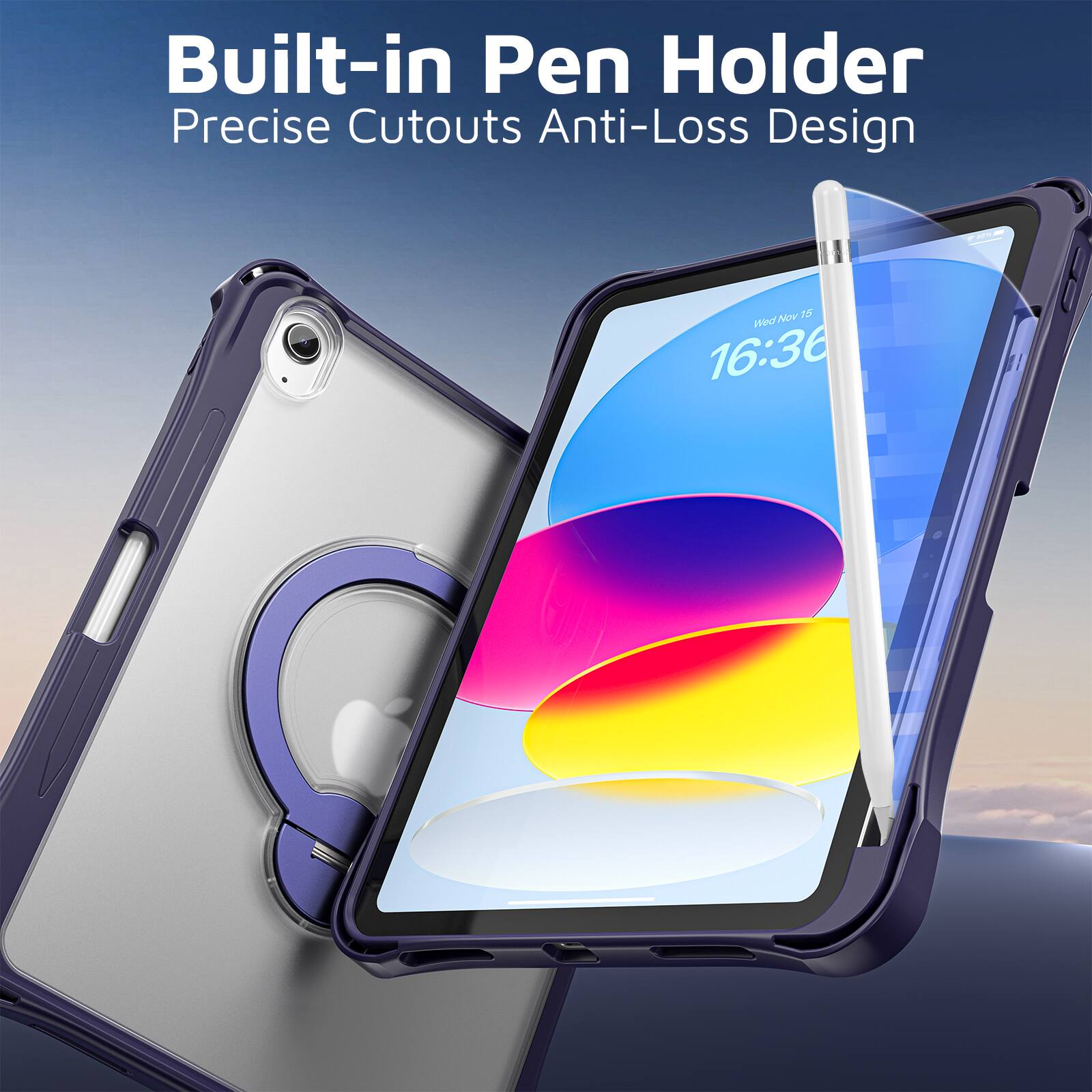 Built-in Pen Holder  
Precise Cutouts Anti-Loss Design
