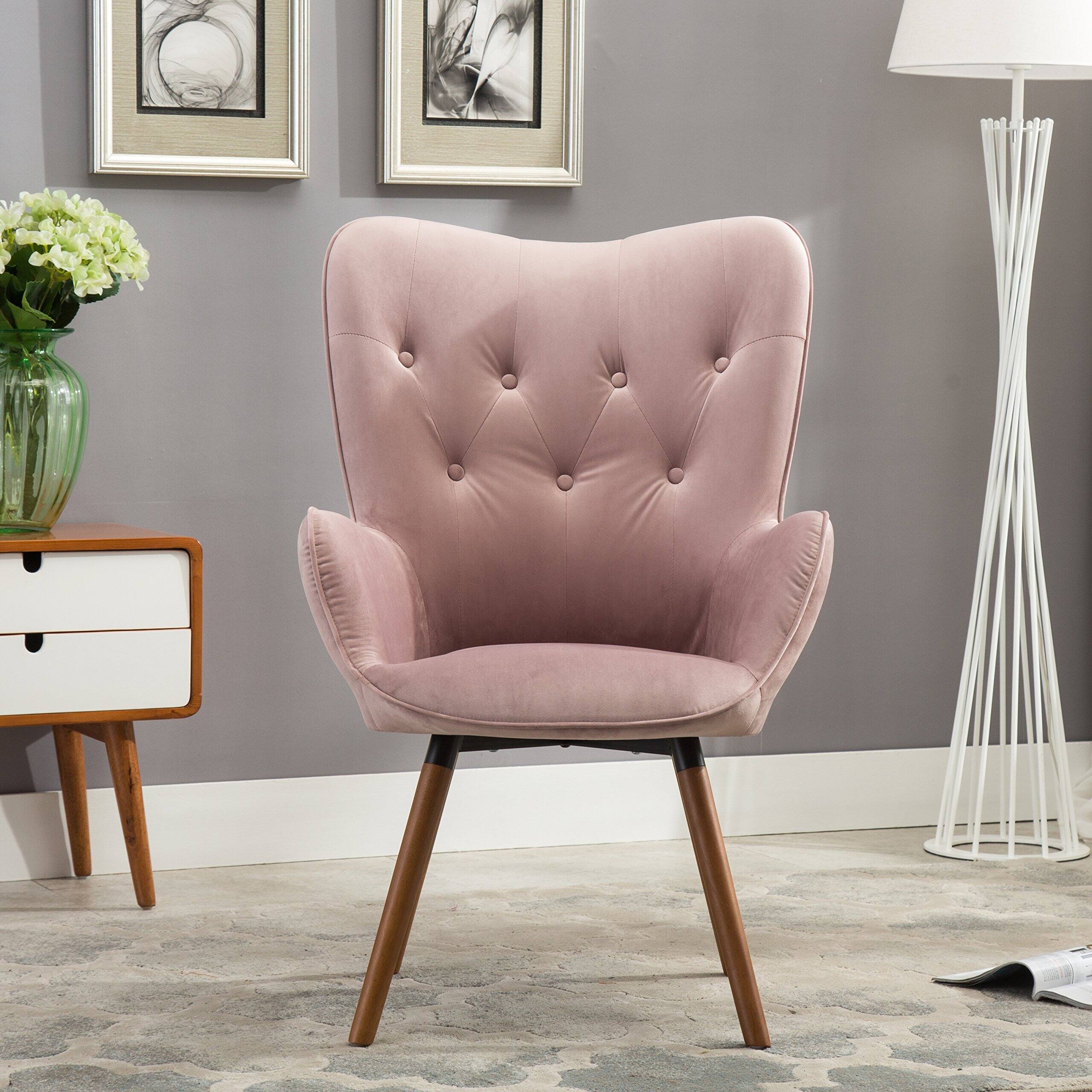Back. JETRANSPORT - Doarnin Contemporary Silky Tufted Button Accent Chair Mauve VelvetLUXURIOUSUPHOLSTERY: Experience ultimate ... - Yellow.