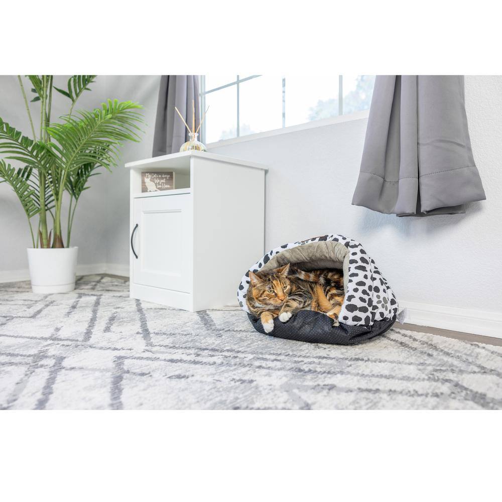 Alt View 2. Armarkat - Cat Bed Sage Green Paw Print Pattern - Beige.