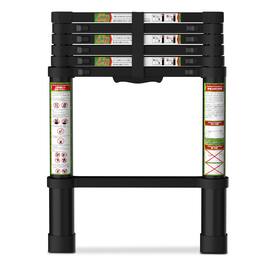 Brick Attic - 6.5FT Aluminum Telescoping Ladder with Non-Slip Feet, Portable Extension Ladder for Outdoor Working, 330lb Capacity - Black