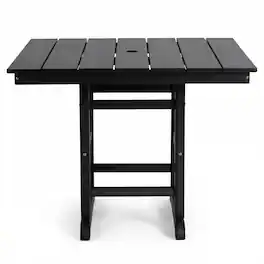 Boyel Living - HDPE Folding Square Patio Dining Table 37.8-in L x 37.8-in W - Black