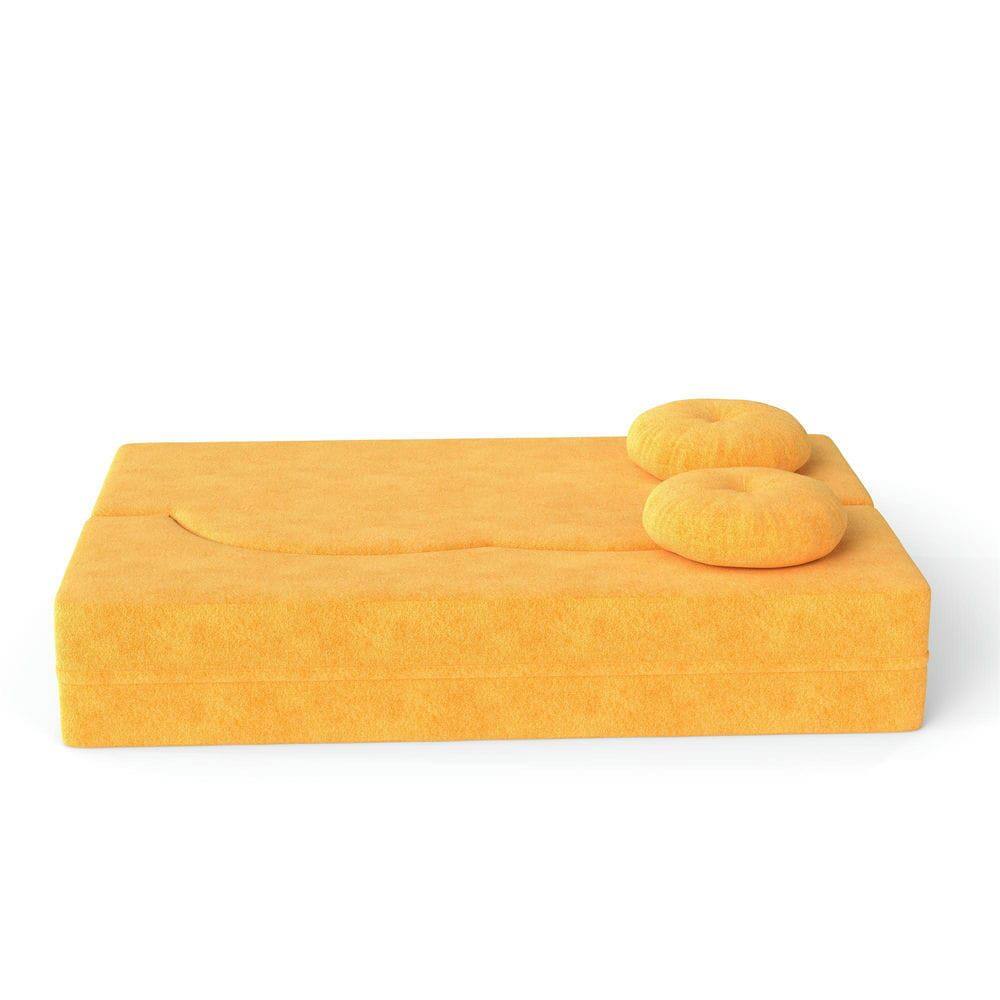 Alt View 4. Kadyn - 3-in-1 Folding Sofa Bed,Twin Sleeper Futon & Loveseat with Included Pillow and Foam Mattress for Guest Comfort - Yellow.