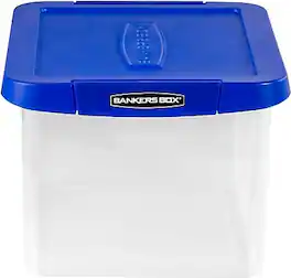 Bankers Box - Heavy Duty Locking File Totes, Letter/Legal Size - Blue/Clear