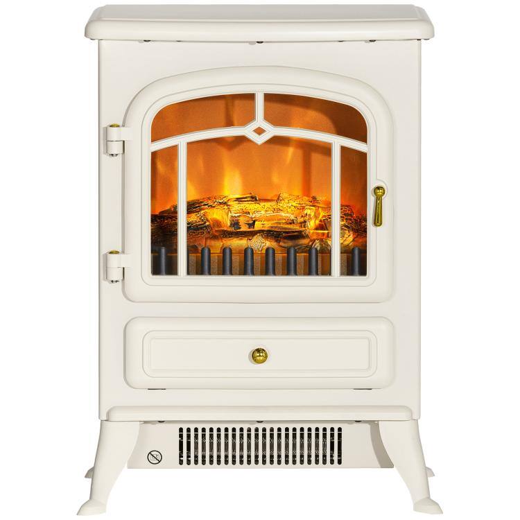 Alt View 10. PULUZ - Fireplace Stove, Electric Fireplace Heater with Realistic LED Flames and Logs, 725W/1450W - Beige.