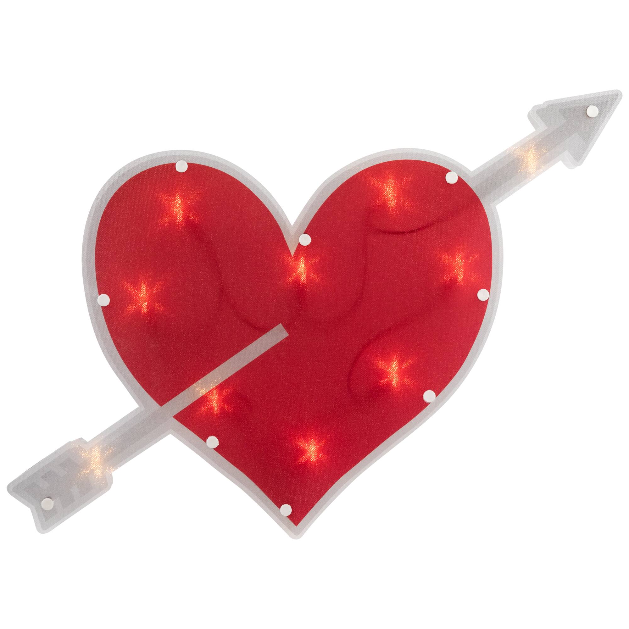 Alt View 1. Northlight - 18" Red and White Lighted Heart with Arrow Valentine's Day Window Silhouette - Red.
