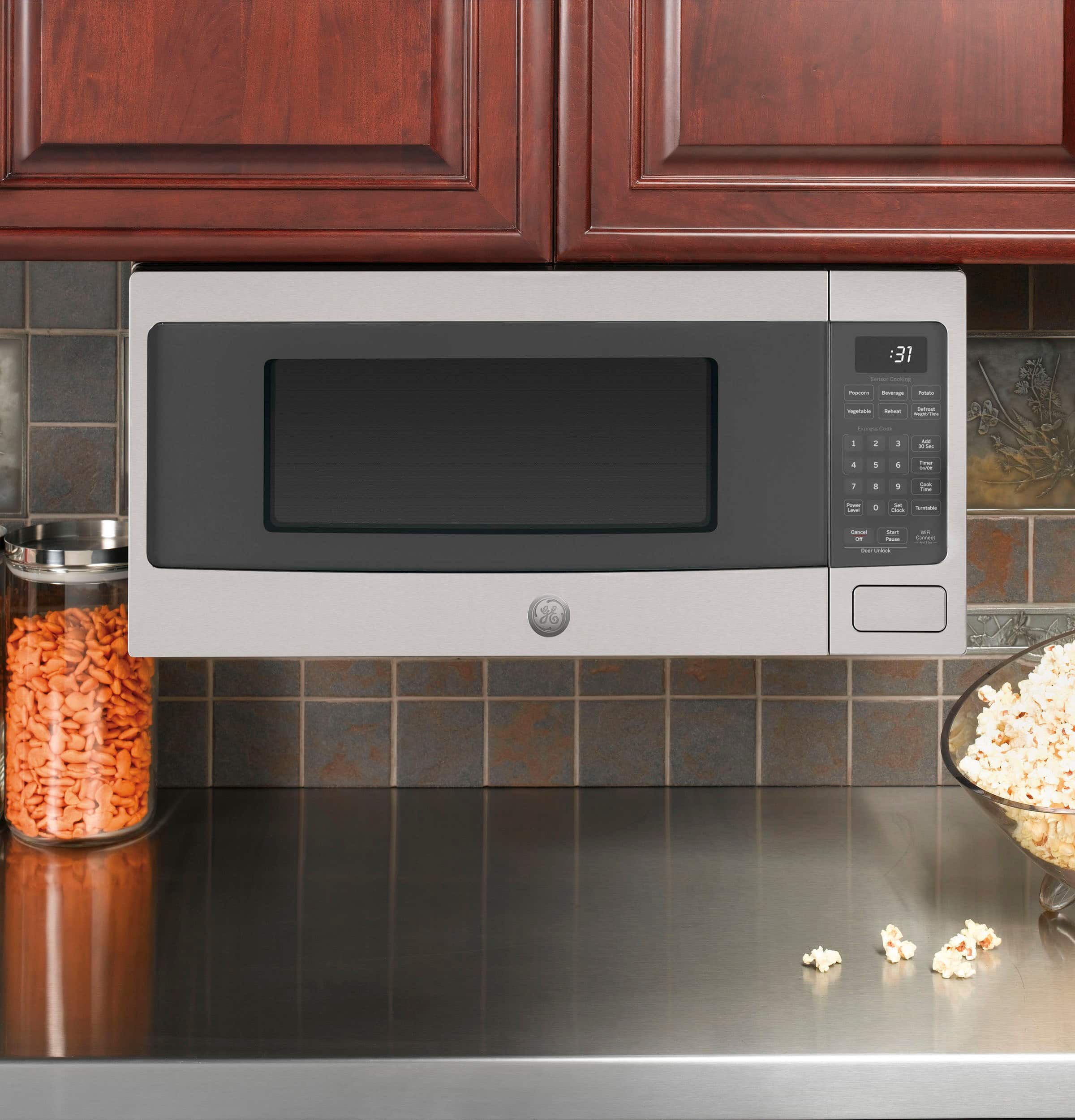 Alt View 13. GE Profile - 1.1 Cu. Ft. Countertop Microwave with Sensor Cooking and Built-In Capable Option - Stainless Steel.