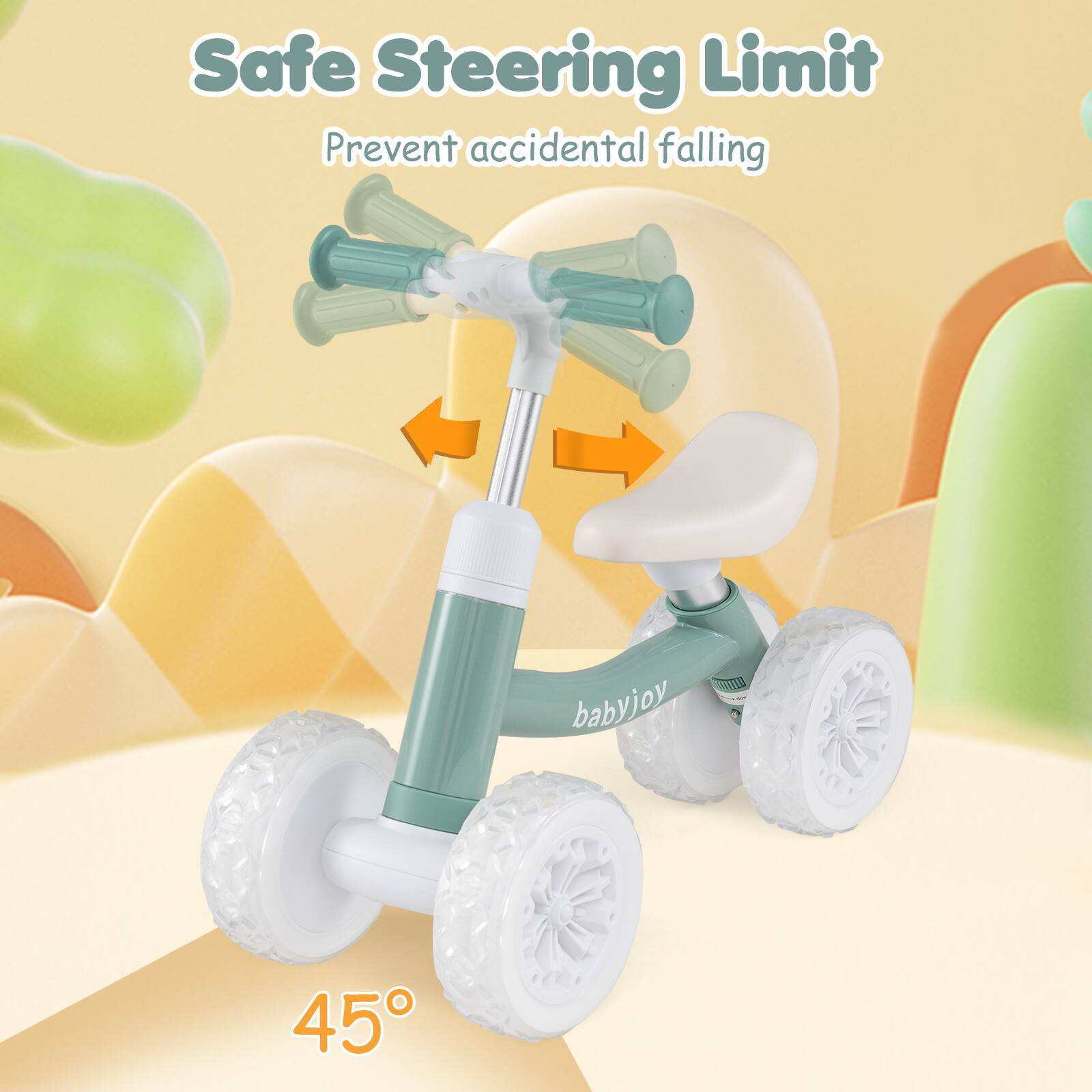 Safe Steering Limit  
Prevent accidental falling  
45°