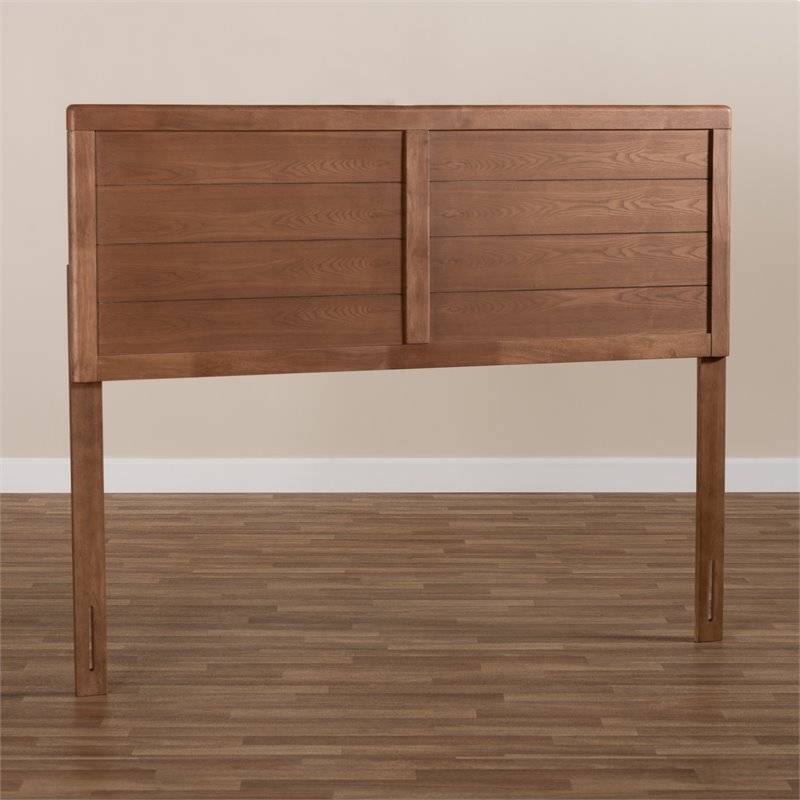 Alt View 1. Hivvago - Queen size Farmhouse Headboard in Rustic Brown Walnut Wood Finish - Rustic Brown Walnut.