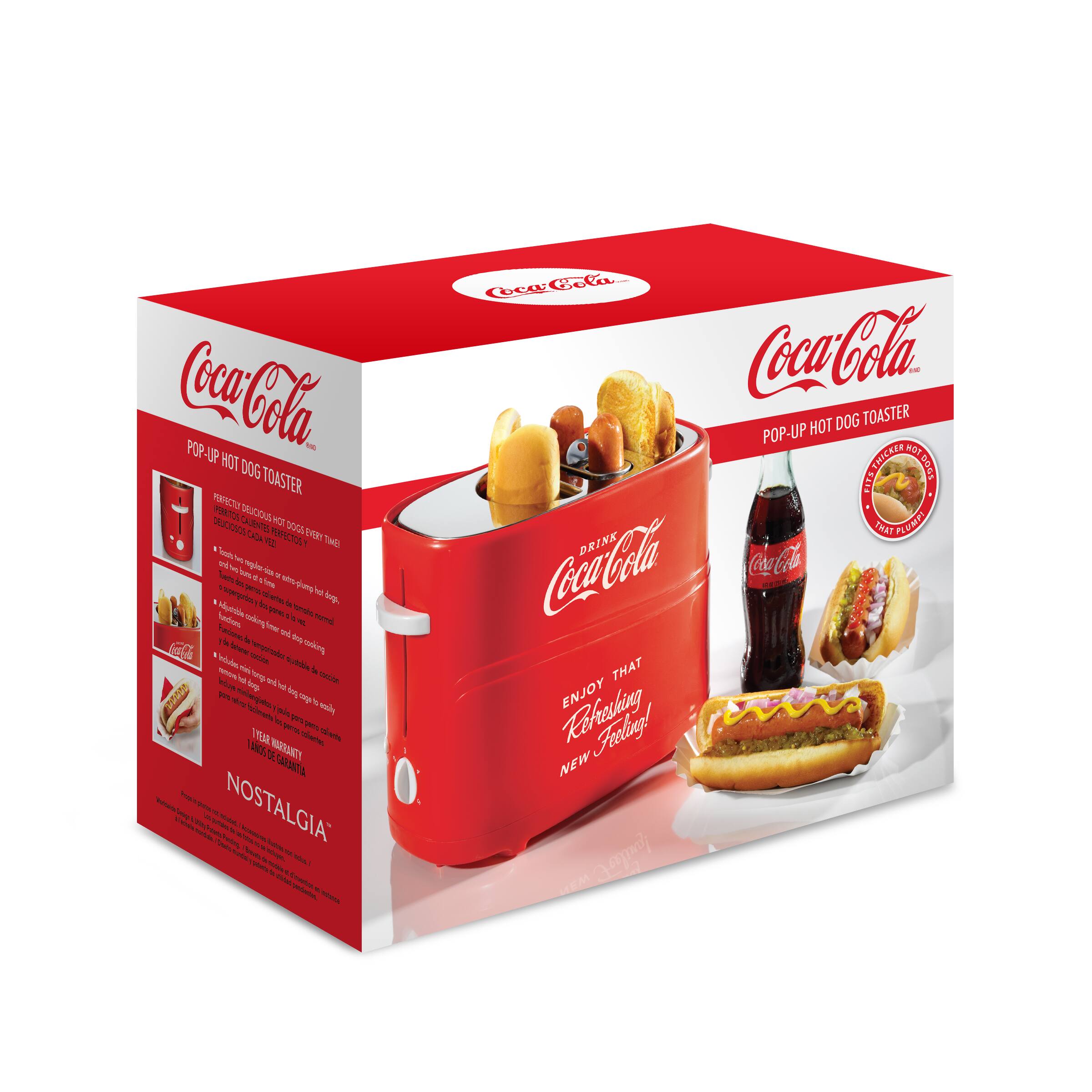 Coca-Cola POP-UP HOT DOG TOASTER PERFECTLY FERTOS DELICIOUS 202020130 AJENTES DOGE CADA YEZ! PERFECTOS EVERY TIME! looks Dell soljor Toachs one Ana 2 ins bits pruips adugagez urap calentes hot dog. Aducrisle de fundions prikes tumber normil finer 1% Forciones-de de and day RI briener cooking soduct contion. emparoiication elibbue accomit mini your de conduction ledue VG and yes then Garl ago % tieliments ais para easily perm ream, diets, LANOS THEAR WARRANTY riseble. DEGARANTIA Nutrital NOSTALGIA 100% Cador enseral baues YOURS, | salete Laibe Foundato whole. SOYAR

Coca- Cola Coca-Cola HOT DOG TOASTER POP-UP THICKER HOT FITS DOGS DRINK FLUMP! Coca-Cola Coca-Cola THAT Refeshing ENJOY NEW Laniler
