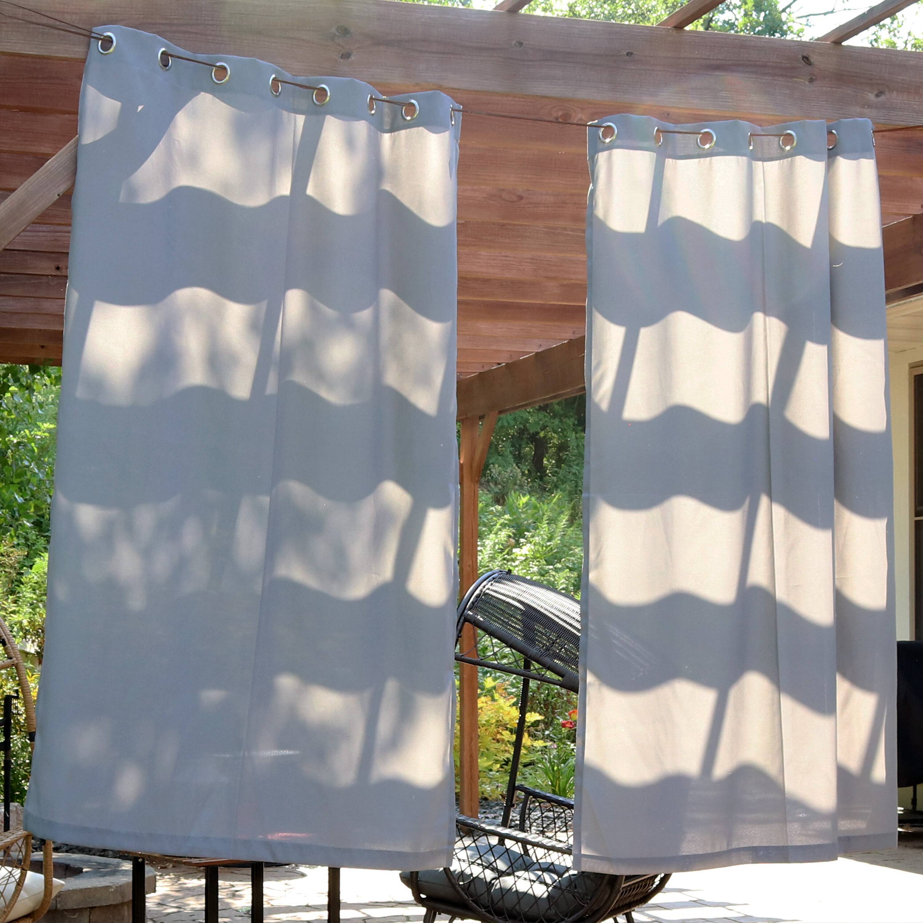 Alt View 1. Sunnydaze - Simple Outdoor Curtain Panel - 52 in x 84 in - Set of 2 - Gray.