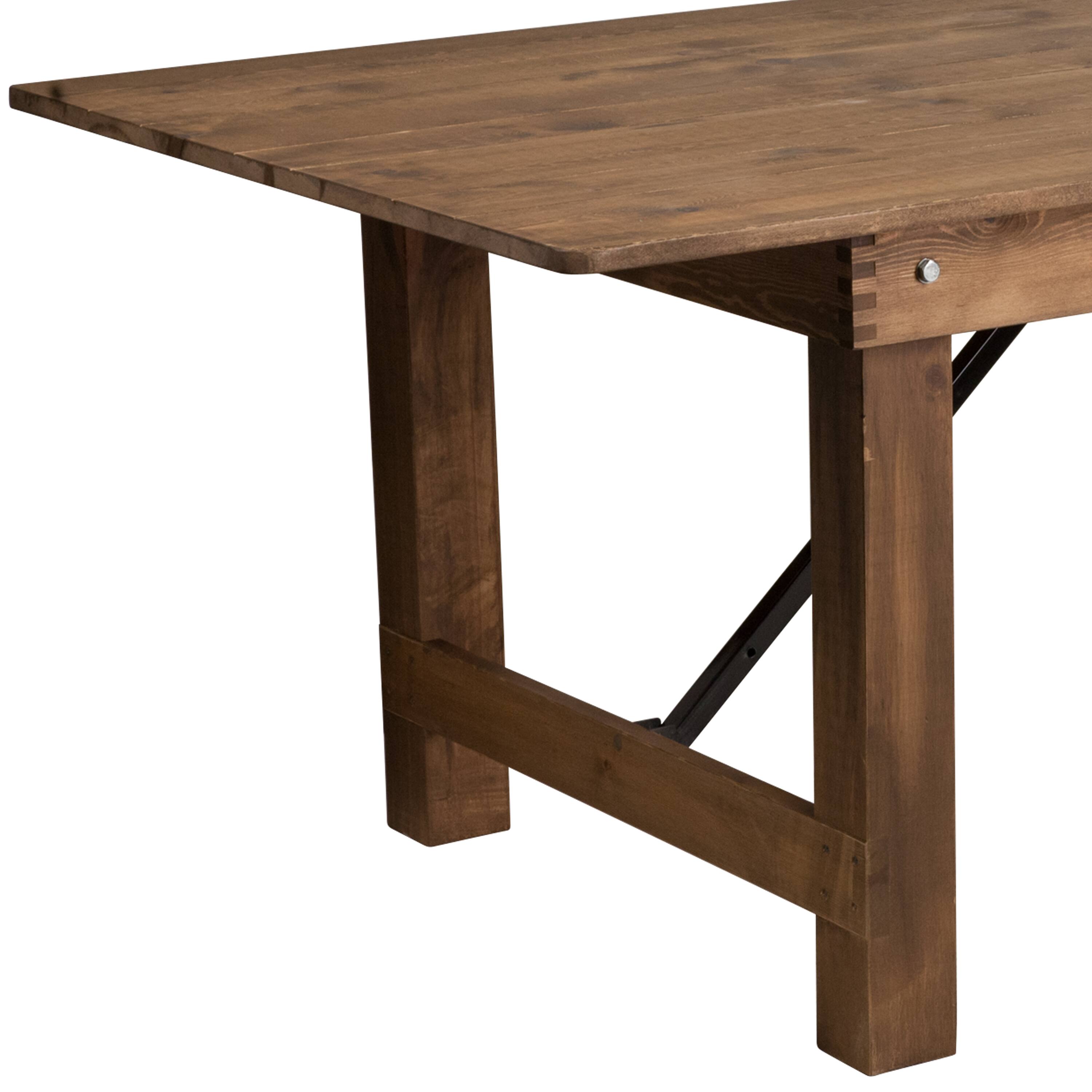 Alt View 16. Alamont Home - Hercules 8' x 40" Rectangular Antique Rustic Solid Pine Folding Farm Table - Antique Rustic.