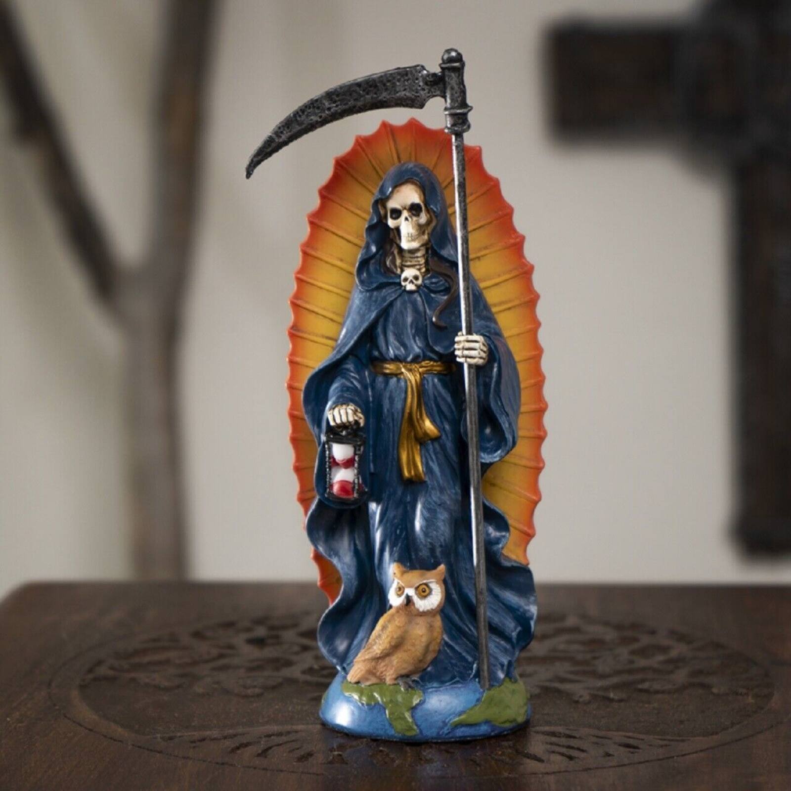 Alt View 1. Pacific Trading - Santa Muerte Blue Gown Figurine Death 7 Inch.