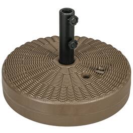 Outsunny - 64 lbs. Fillable Umbrella Base with Steel Umbrella Holder, Round Umbrella Stand for 1.5" or 2" Umbrella Poles - Brown