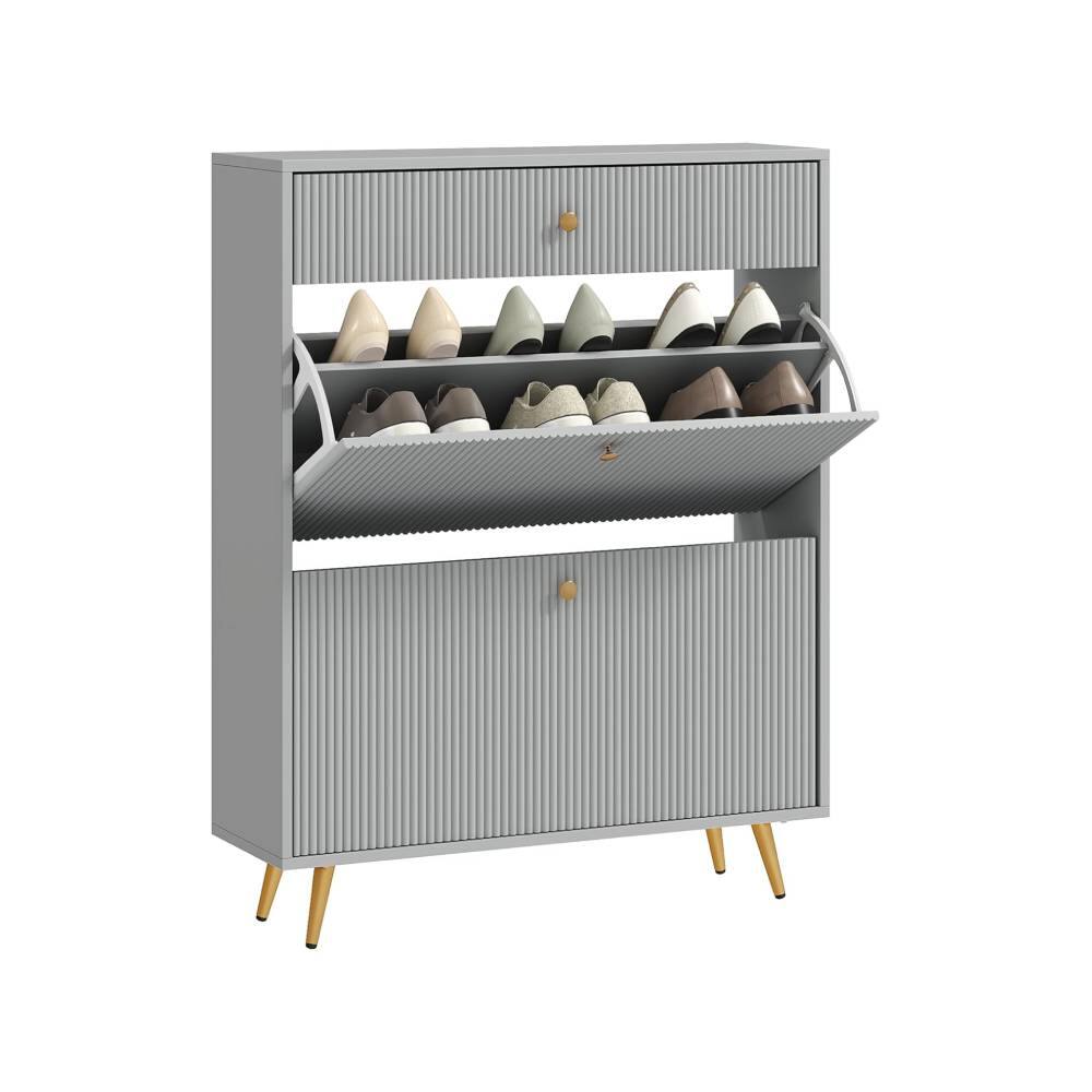 Front. Mullets Homeiances - Space-Saving Flip Drawer Shoe Organizer - White.