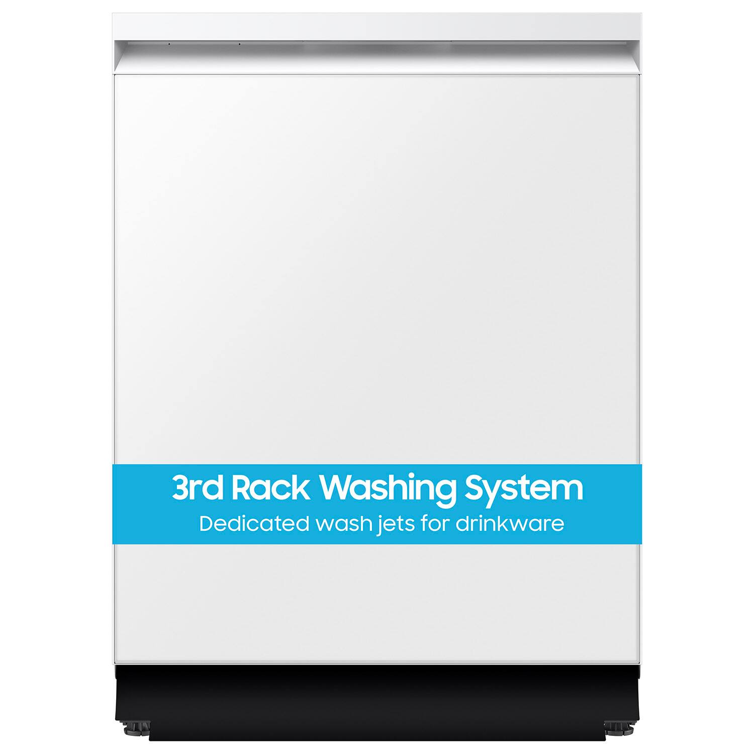 The text on the image reads "3rd Rack Washing System Dedicated wash jets for drinkware."