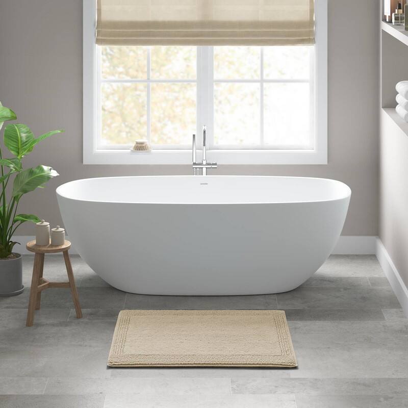 Front. APRILSOUL - Cloud Soft 3000 GSM Cotton Bath Rug Reversible Machine Washable Oeko Tex - Natural.