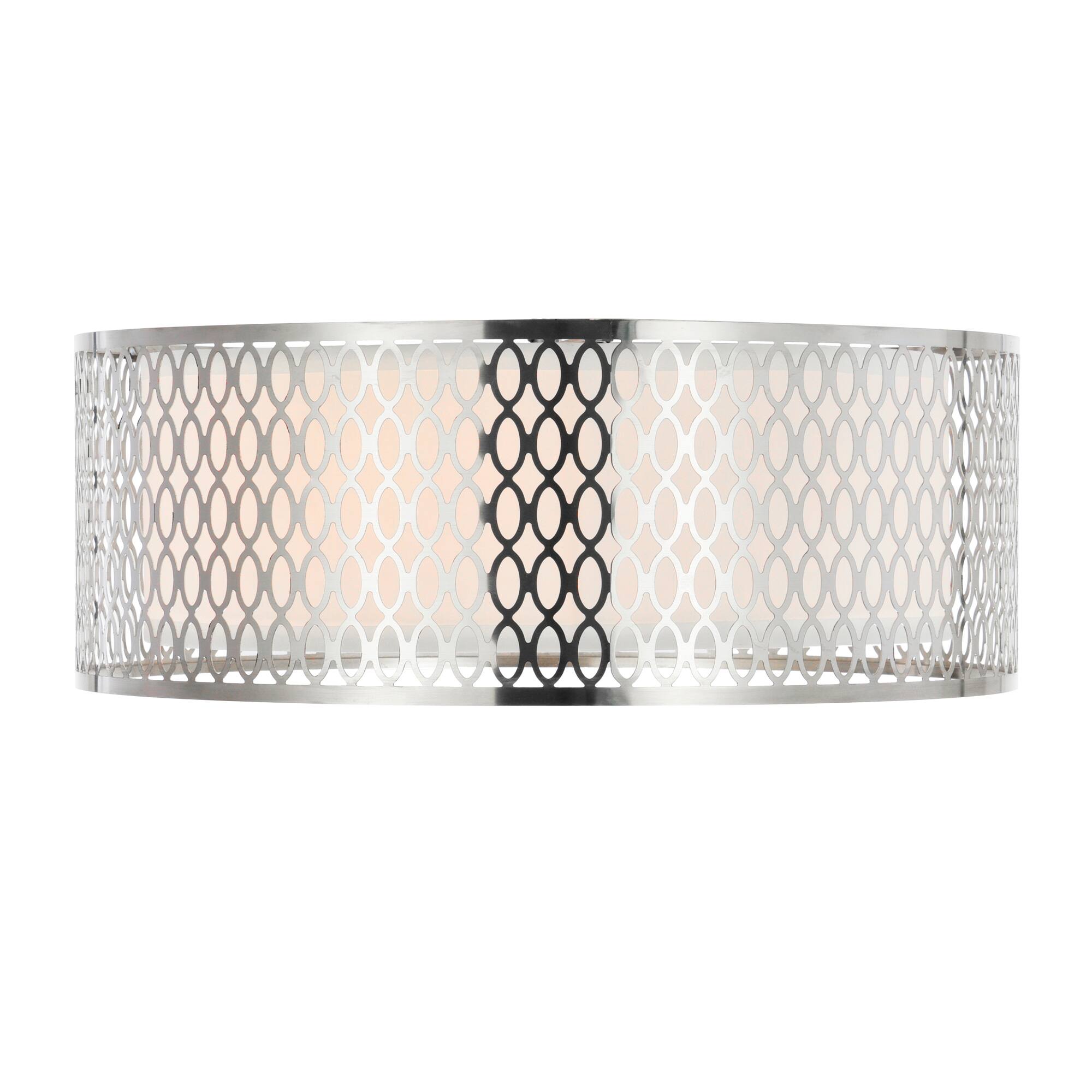 Left. CWI Lighting - Mikayla 3 Light Drum Shade Flush Mount With Satin Nickel Finish - Satin Nickel.