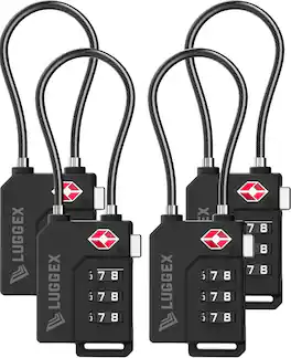 LUGGEX - TSA Locks for Luggage, 4 Luggage Locks, Suitcase Locks TSA Approved - Black