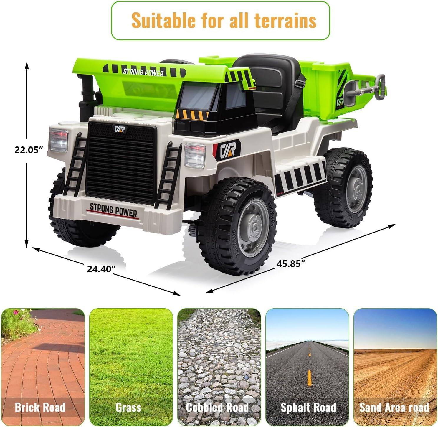 Suitable for all terrains

STRONG POWER

22.05"  
24.40"  
45.85"

Brick Road  
Grass  
Cobbled Road  
Sphalt Road  
Sand Area road