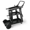 Front. VEVOR - Welding Cart, 3-Tier Welder Cart Heavy Duty with 400 Lbs Weight Capacity, 360° Swivel Wheels, Tank Storage Safety Chains - Black.