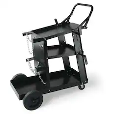 Front. VEVOR - Welding Cart, 3-Tier Welder Cart Heavy Duty with 400 Lbs Weight Capacity, 360° Swivel Wheels, Tank Storage Safety Chains - Black.