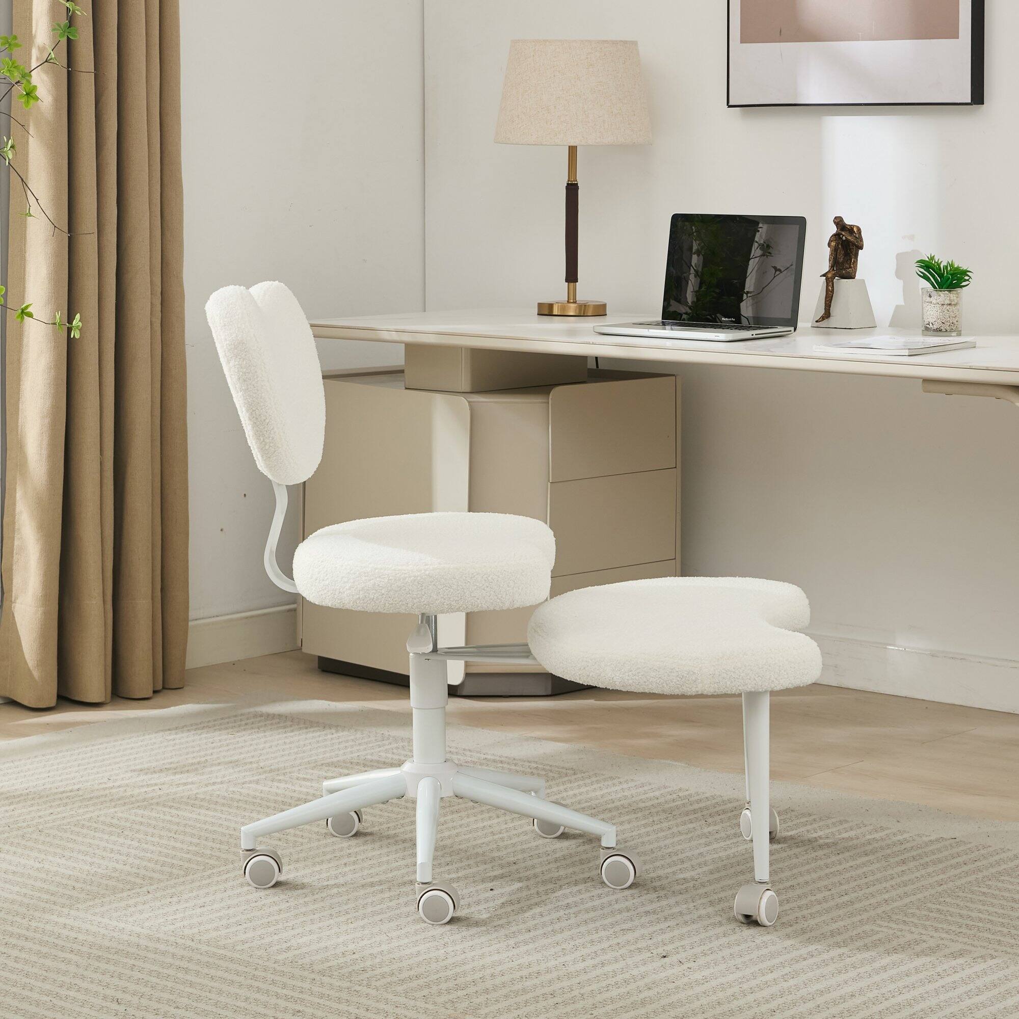 Back. Z-Edge - Ergonomic Cross Legged Chair with Wheels, 360° Swivel Meditation Chair, ADHD Chair, Lumbar Support and Adjustable Stool - White.