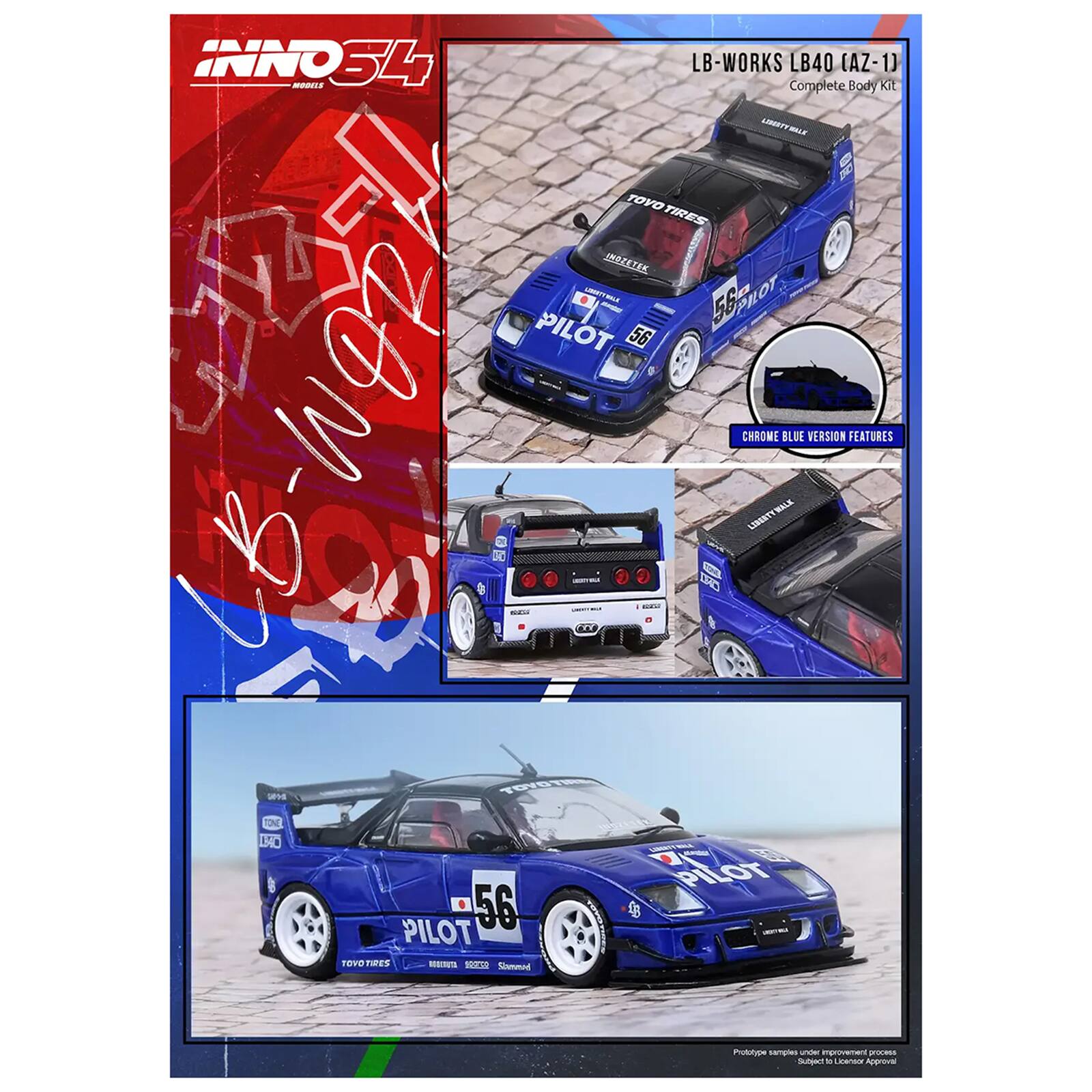 INNO 34 LB WORKS LB40 (AZ-1) MEOEes Complete Body Kit LIHRFYMALE 80 TOYO TIRES INGEETER AN STEE LE PHOT - 56 - CB-WO PILOT 56 CHROME H BLUE VERSION FEATURES LIMRTYWALK MALE 10 -.. -.. D - Ftaior OV B0 B PILOT . 56 B PILOT ere PIES S STO ammed nooe namples und iprovement iom - aan rol