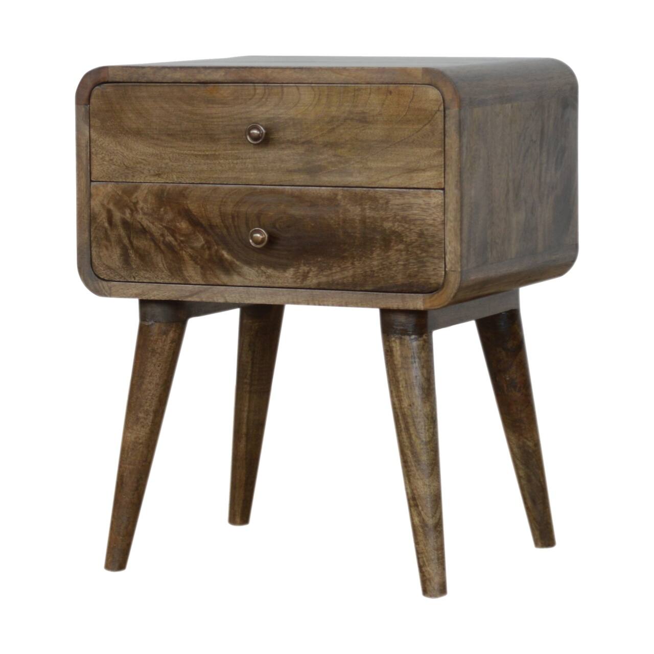 Angle. Artisan Furniture - Artisan Furniture Solid Wood Curved Classic Grey Washed nightstand - Grey Washed.