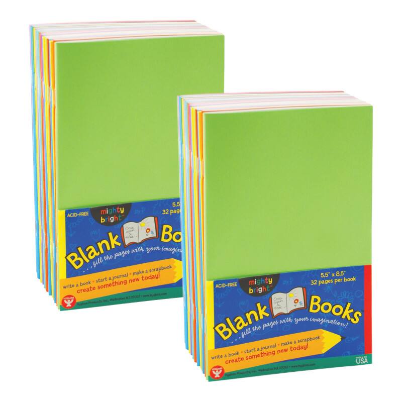 5.5 x 8.5 ACID-FREE mighty bright Blank Books

32 pages per book

fill the pages with your imagination! write a book - start a journal - make a scrapbook - create something new today!

USA

www.hygloot.com

Hygloot Products, Inc. Wilmington, NC 28402