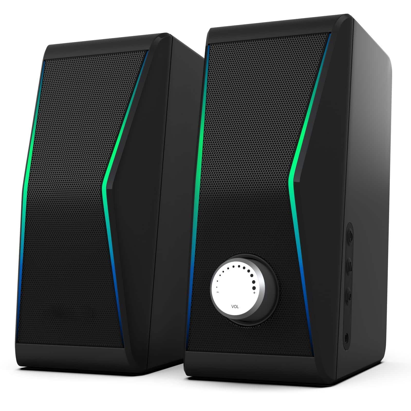 Cozy Serene - Light Computer Speakers 5.0 Hi-fi Stereo Pc 4 Dynamic Lighting Modes Ac Adapter And 3.5mm Aux-in For Desktop Monitor - AC powered