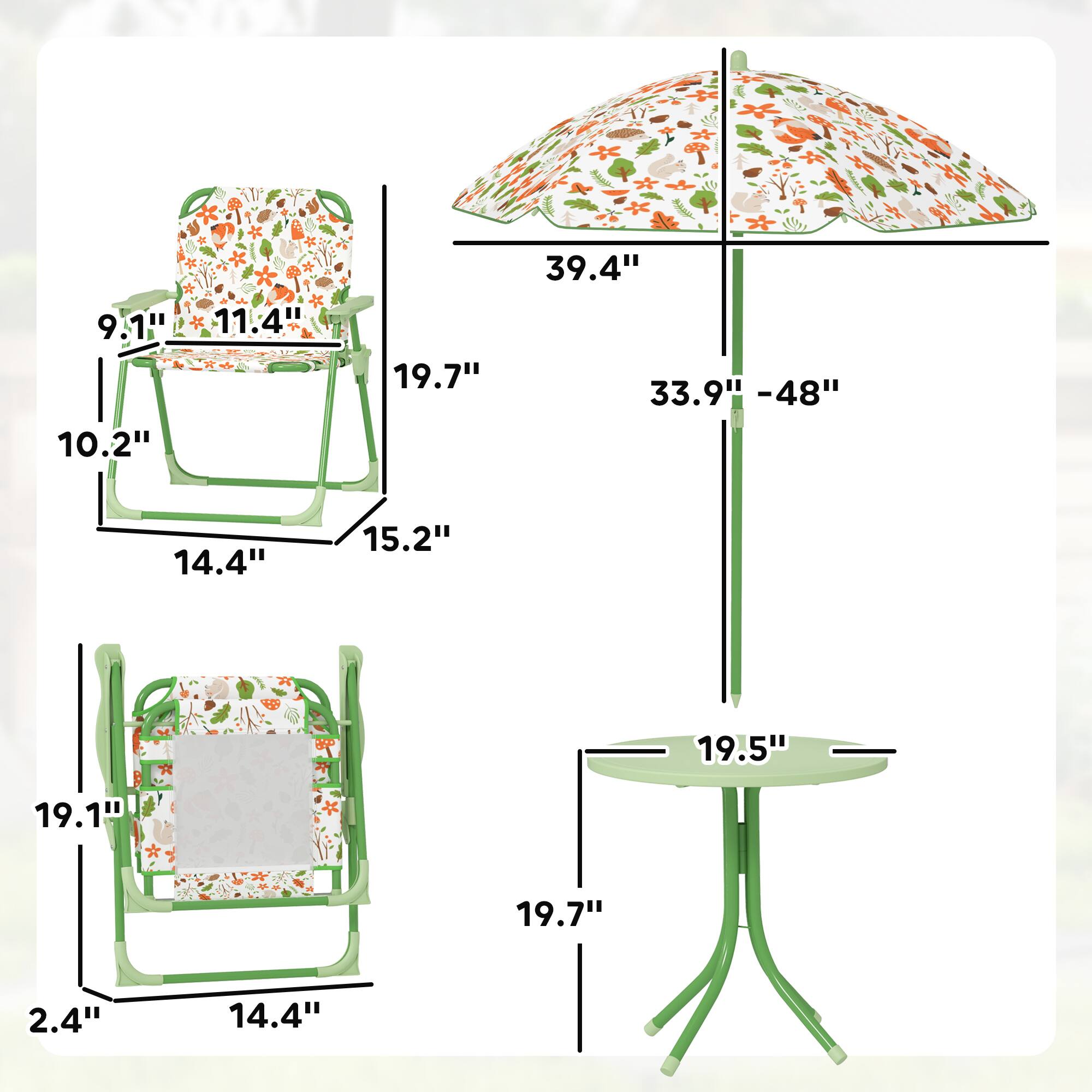 9.1"  
10.2"  
11.4"  
19.7"  
14.4"  
15.2"  
19.1"  
2.4"  
14.4"  
19.5"  
19.7"  
39.4"  
33.9" - 48"