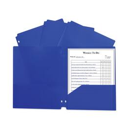 C-Line Products - Two-Pocket Heavyweight Poly Portfolio Folder, 3-Hole Punch, 11 x 8.5, Blue, 25/Box