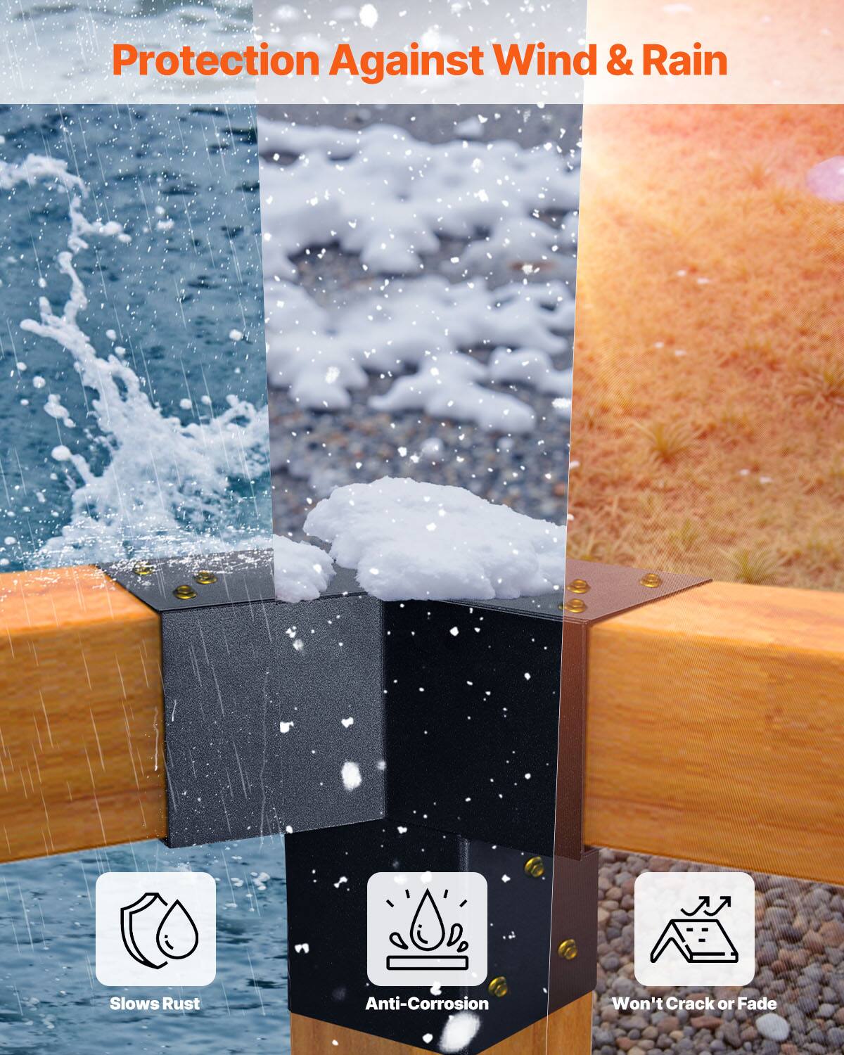 Protection Against Wind & Rain

- Slows Rust
- Anti-Corrosion
- Won't Crack or Fade