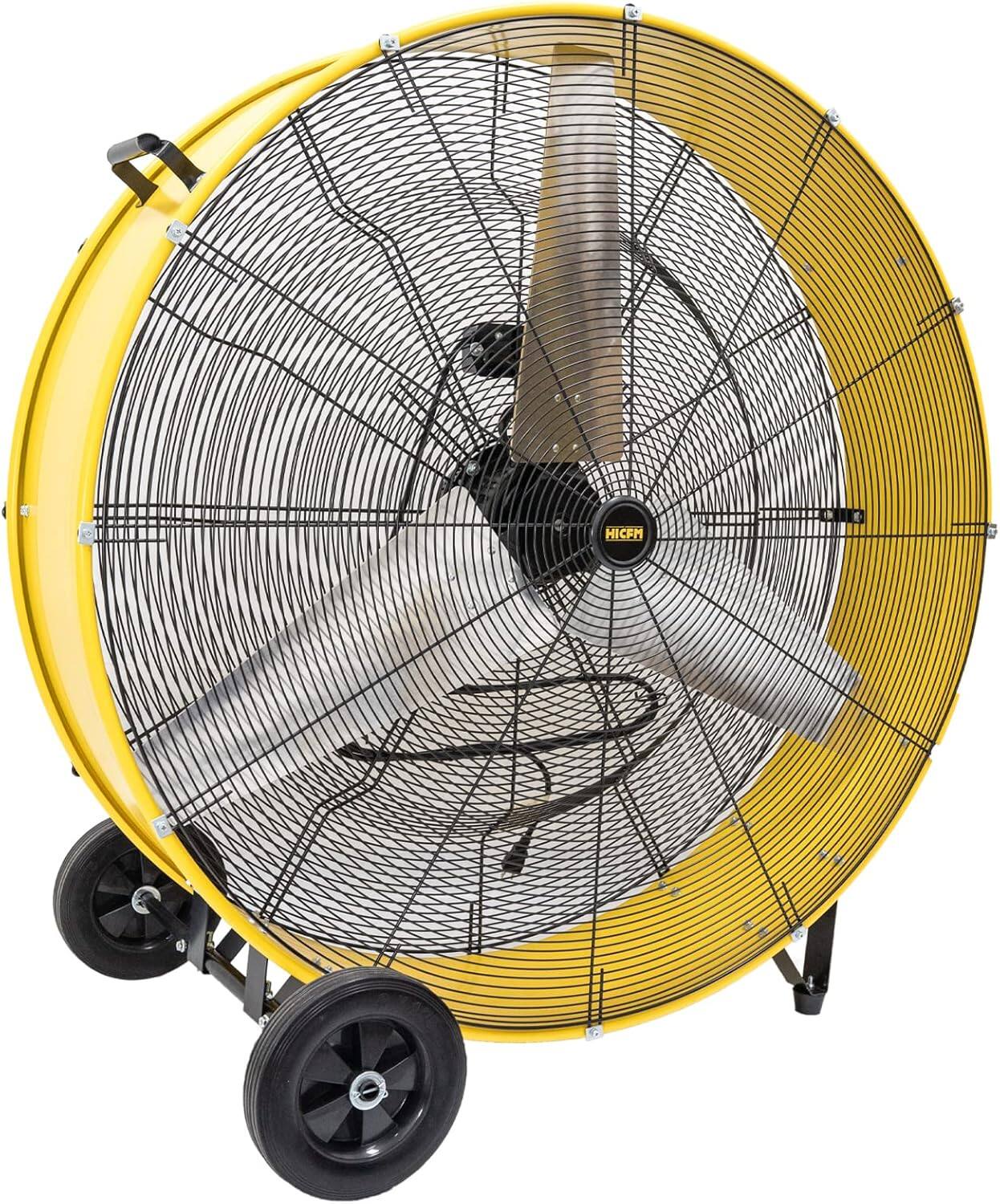 Front. Akoasm - 42" Industrial Drum Fan, 26800 CFM High Velocity, 4/5 HP Heavy Duty Motor, 8" Wheels for Warehouse & Commercial Use.