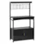 Left. Bestier - Bestier 45-55" Adjustable Kitchen Stand Power Outlet, Storage, LED Light & 10 S-Hooks-Microwave Coffee Bar Cabinet - Black.