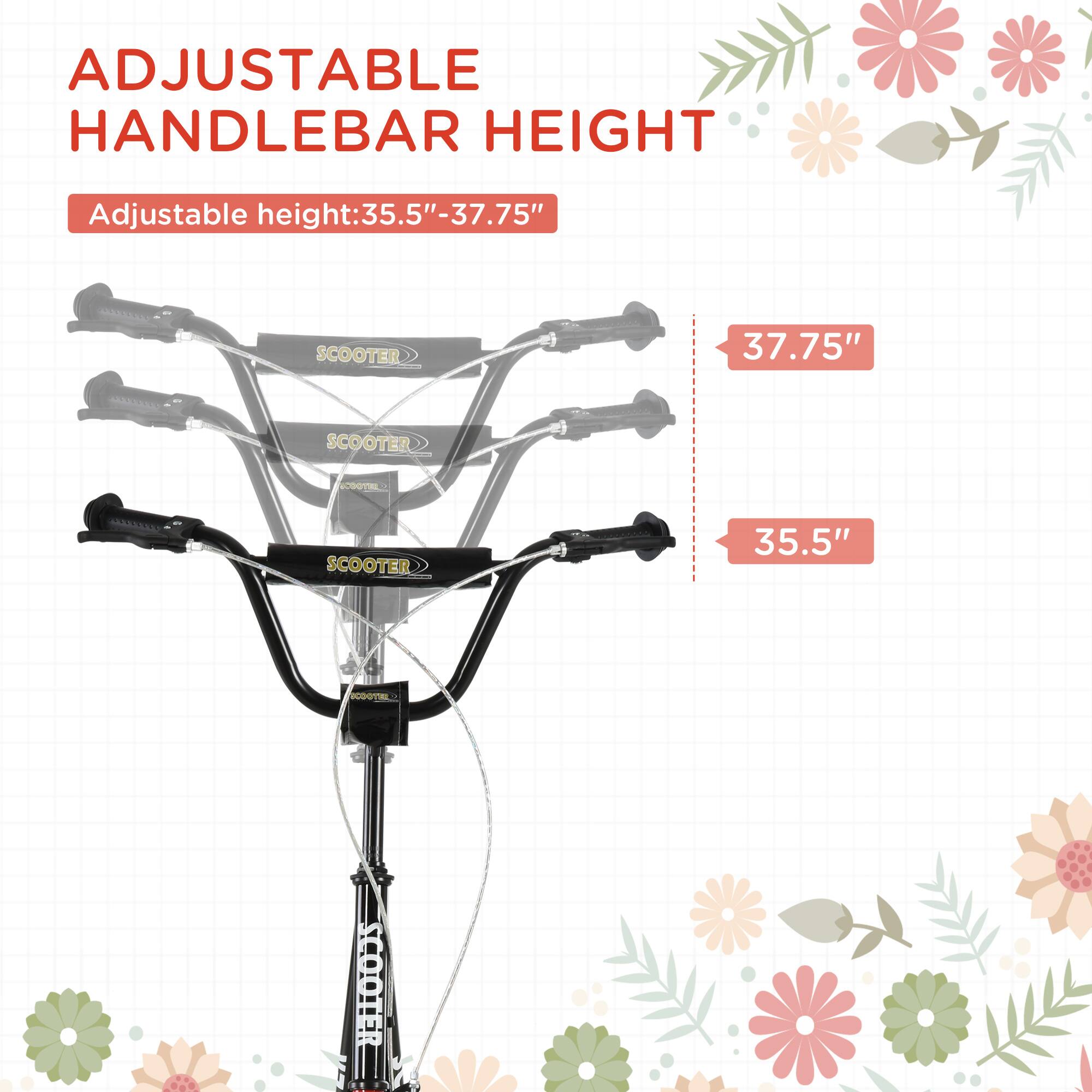 ADJUSTABLE HANDLEBAR HEIGHT

Adjustable height: 35.5" - 37.75"

37.75"

35.5"
